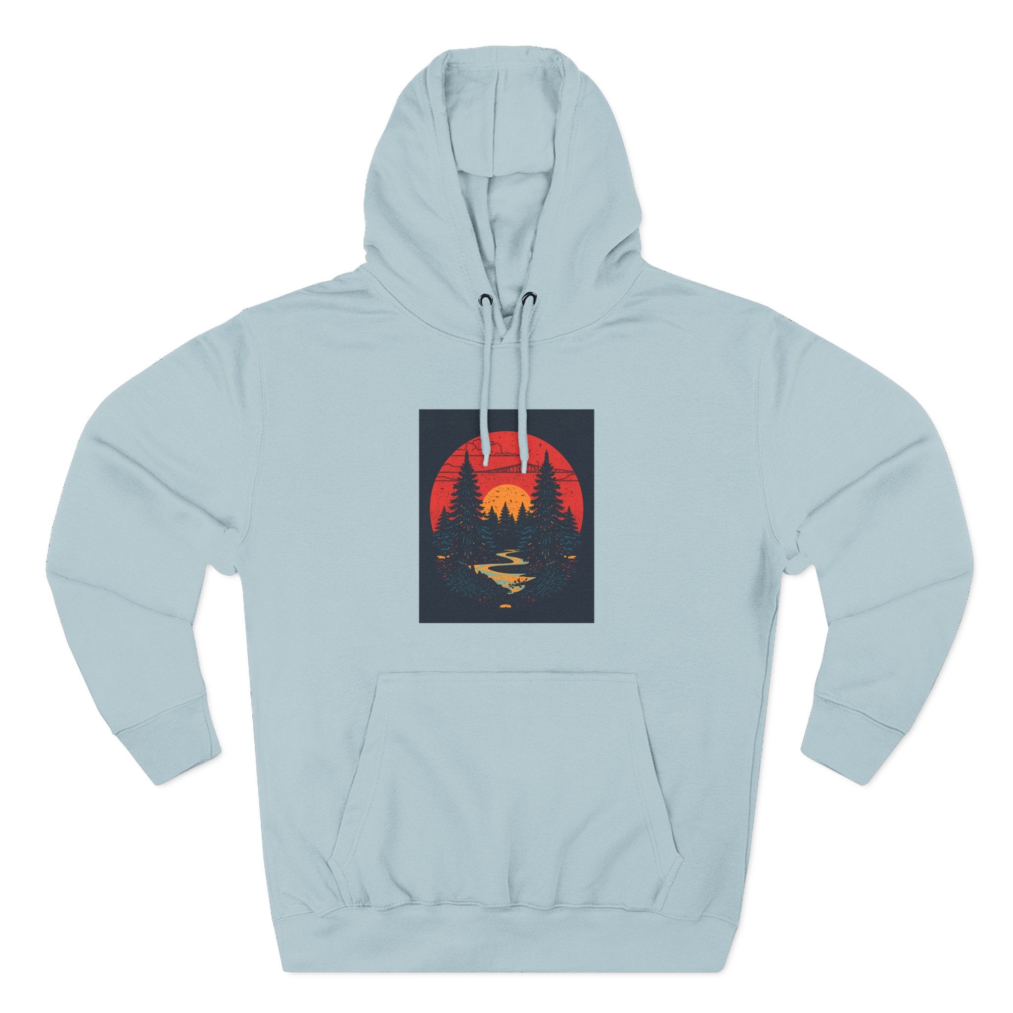 Cozy Nature Sunset Hoodie, Graphic Fleece Sweatshirt, Outdoor Apparel, Fall Fashion, Gift for Nature Lovers, Winter Wear