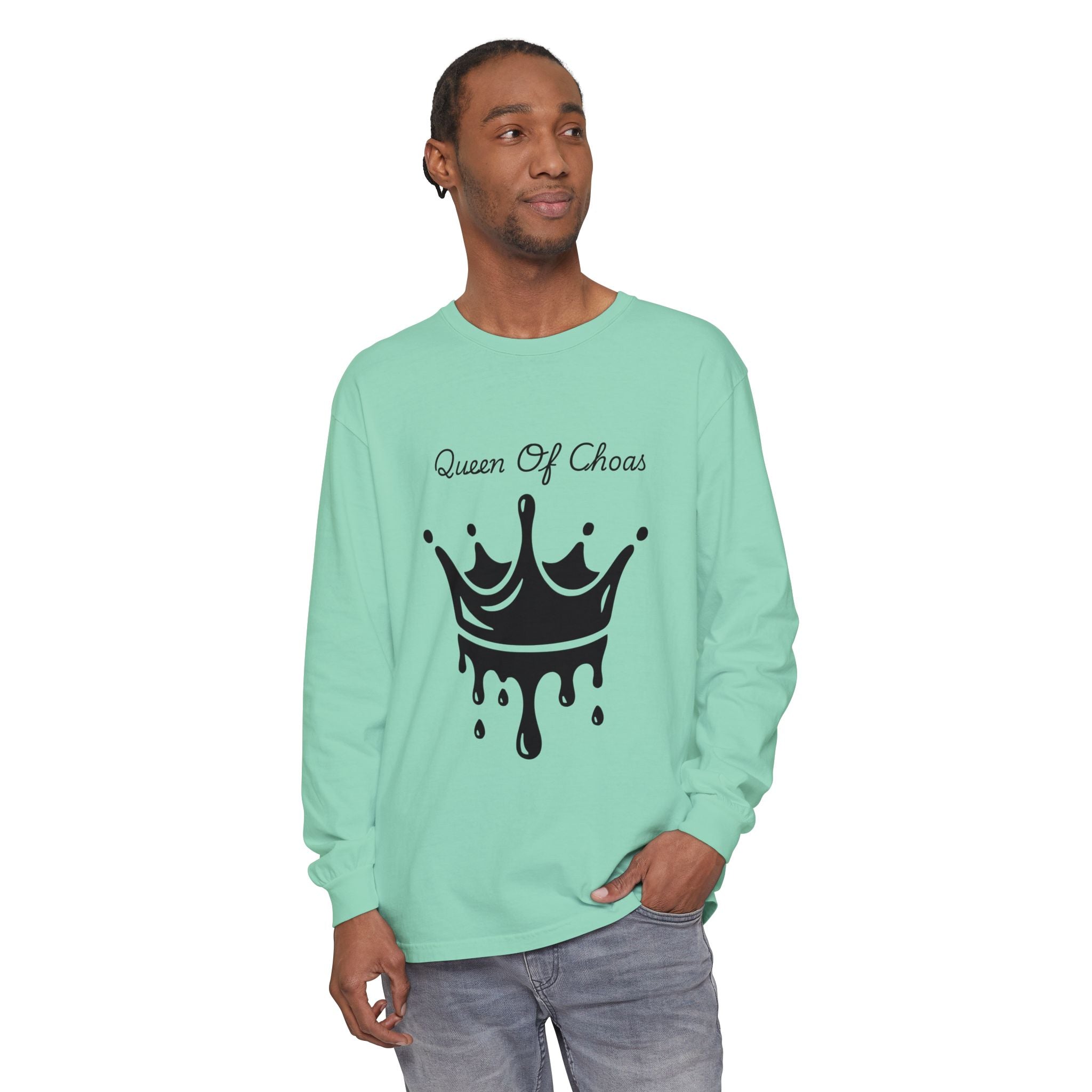 Queen of Chaos Long Sleeve T-Shirt - Stylish Unisex Apparel for Creative Souls, Casual Wear, Gift for Her, Birthday, Everyday Style