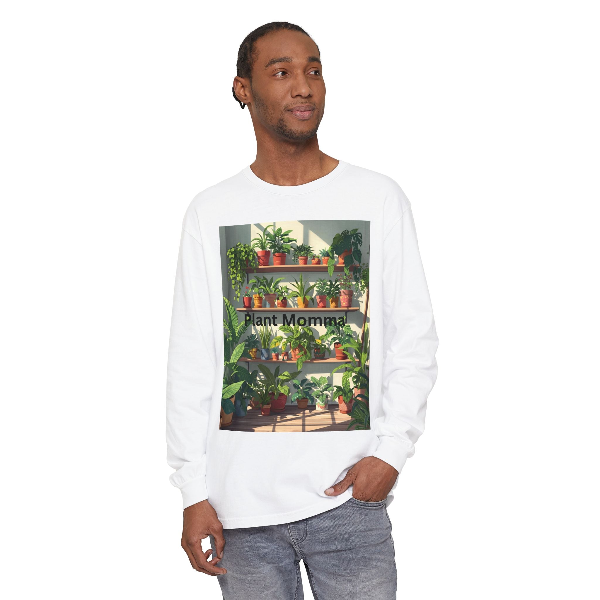 Plant Momma Long Sleeve T-Shirt, Perfect for Plant Lovers, Gardening Gifts, Eco-friendly Fashion, Casual Wear, Spring Celebrations