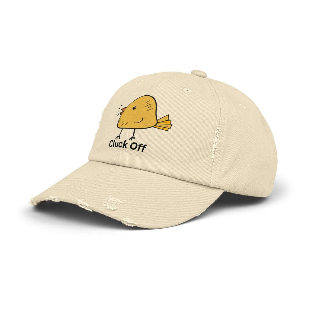 Quirky Distressed Cap with 'Cluck Off' Design - Fun Gift for Bird Lovers, Casual Wear, Summer Accessory, Unique Hat, Funny Cap