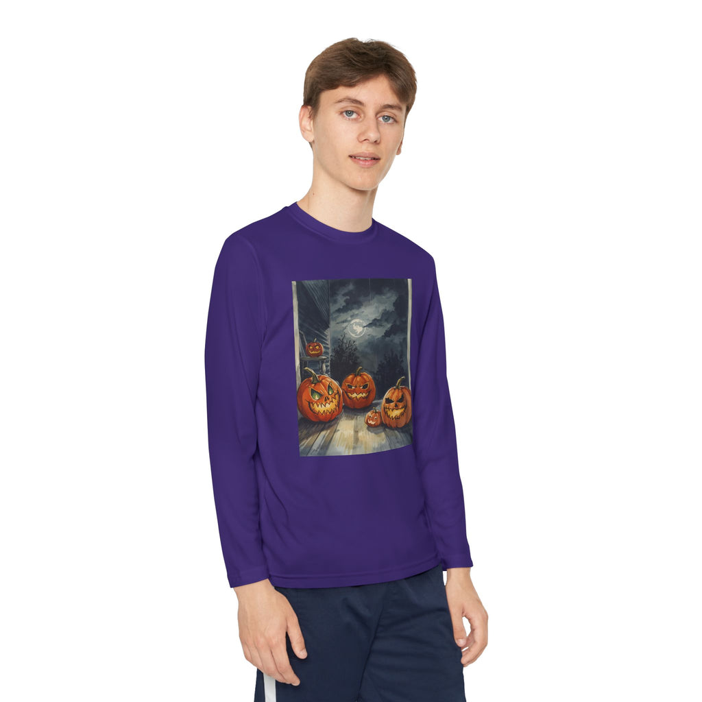 Halloween Pumpkin Spooky Youth Long Sleeve Competitor Tee