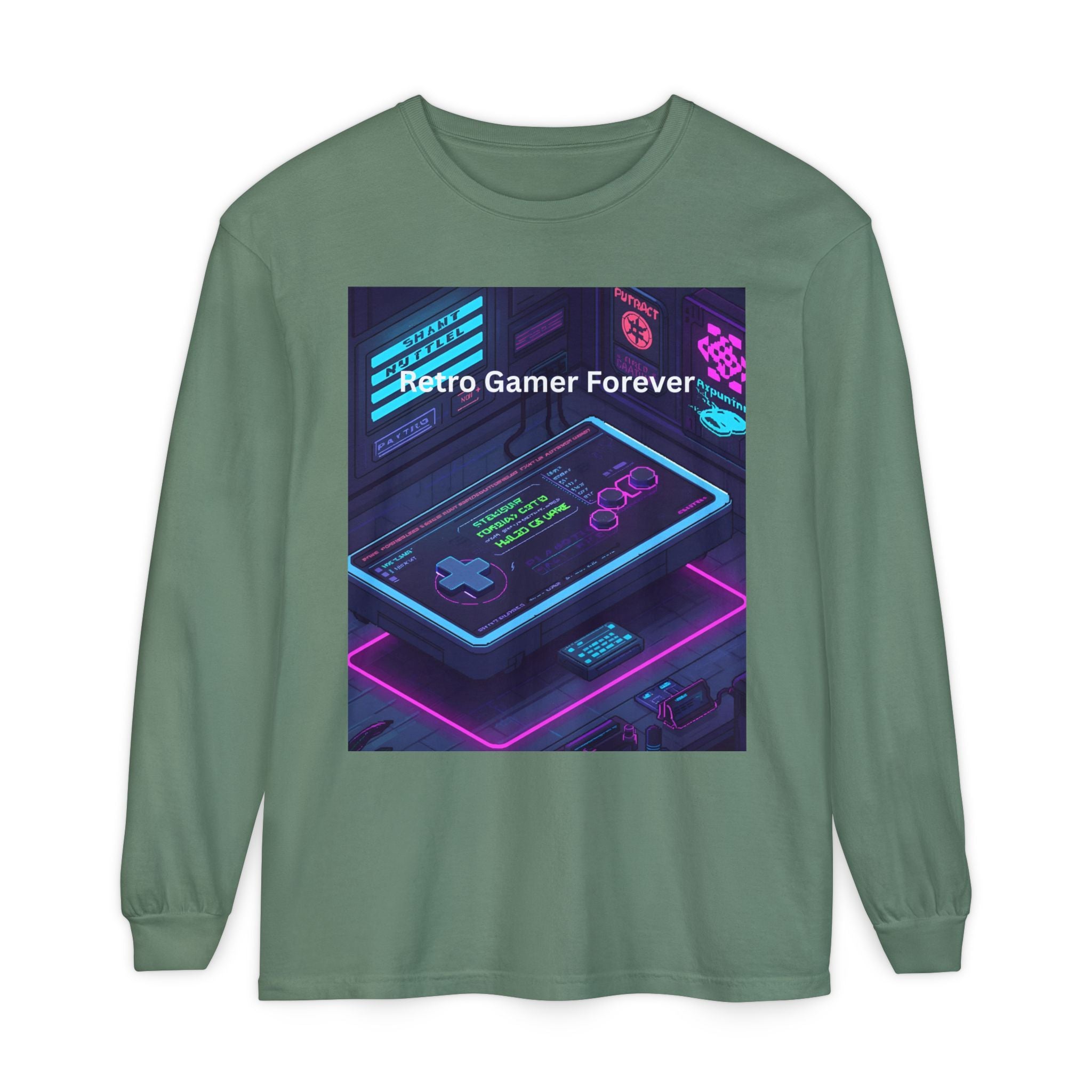 Retro Game Controller Unisex Garment-dyed Long Sleeve T-Shirt