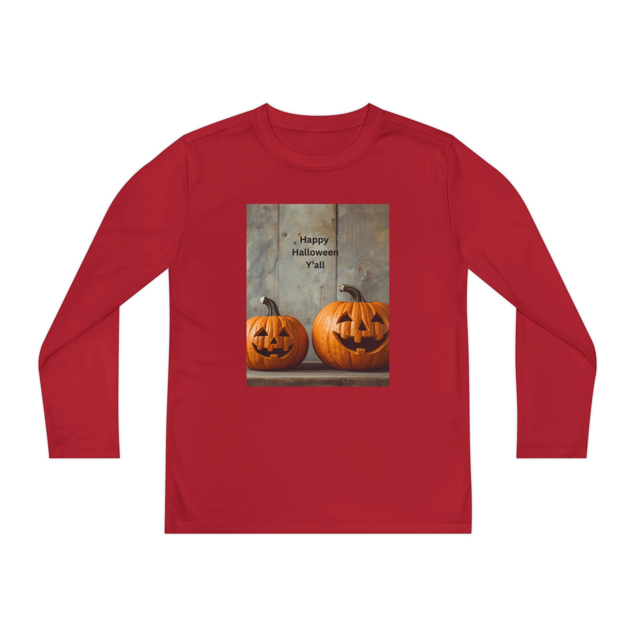 Youth Halloween Pumpkin Long Sleeve Tee, Funny Halloween Shirt, Kids Pumpkin Tee, Fall Celebration Top, Spooky Season Apparel