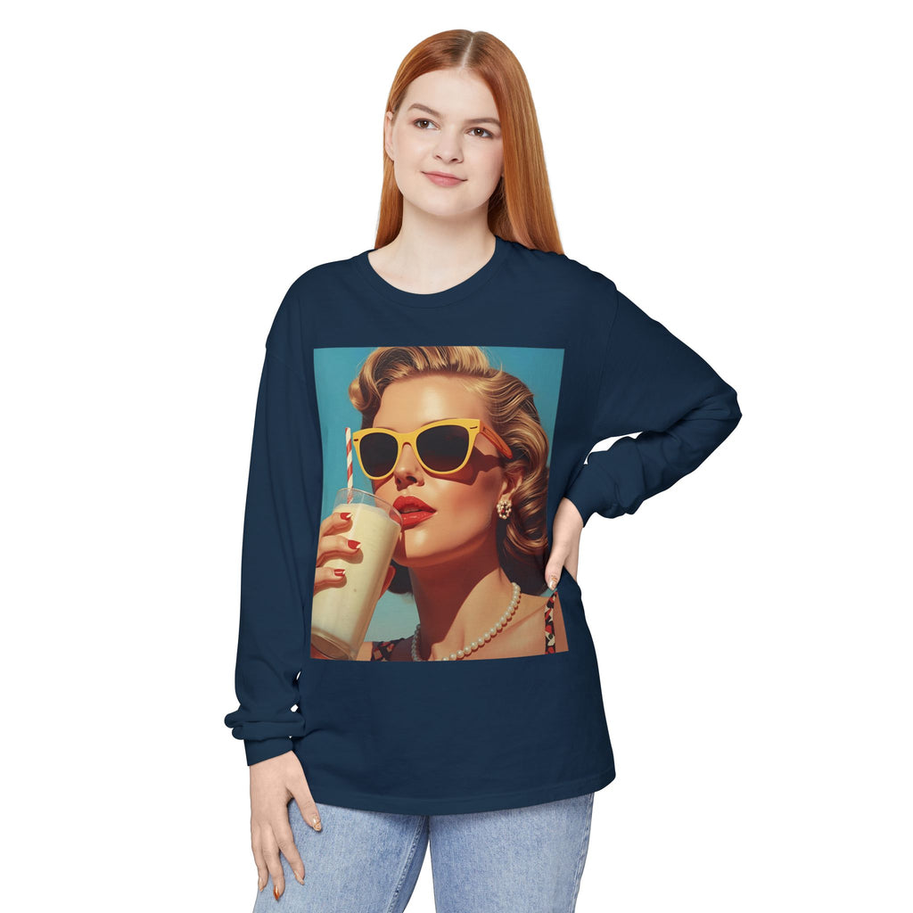 Retro Pop Art Long Sleeve T-Shirt, Vintage Graphic Tee, Fashion Top, Summer Style shirt, Gift for Art Lovers, Casual Wear