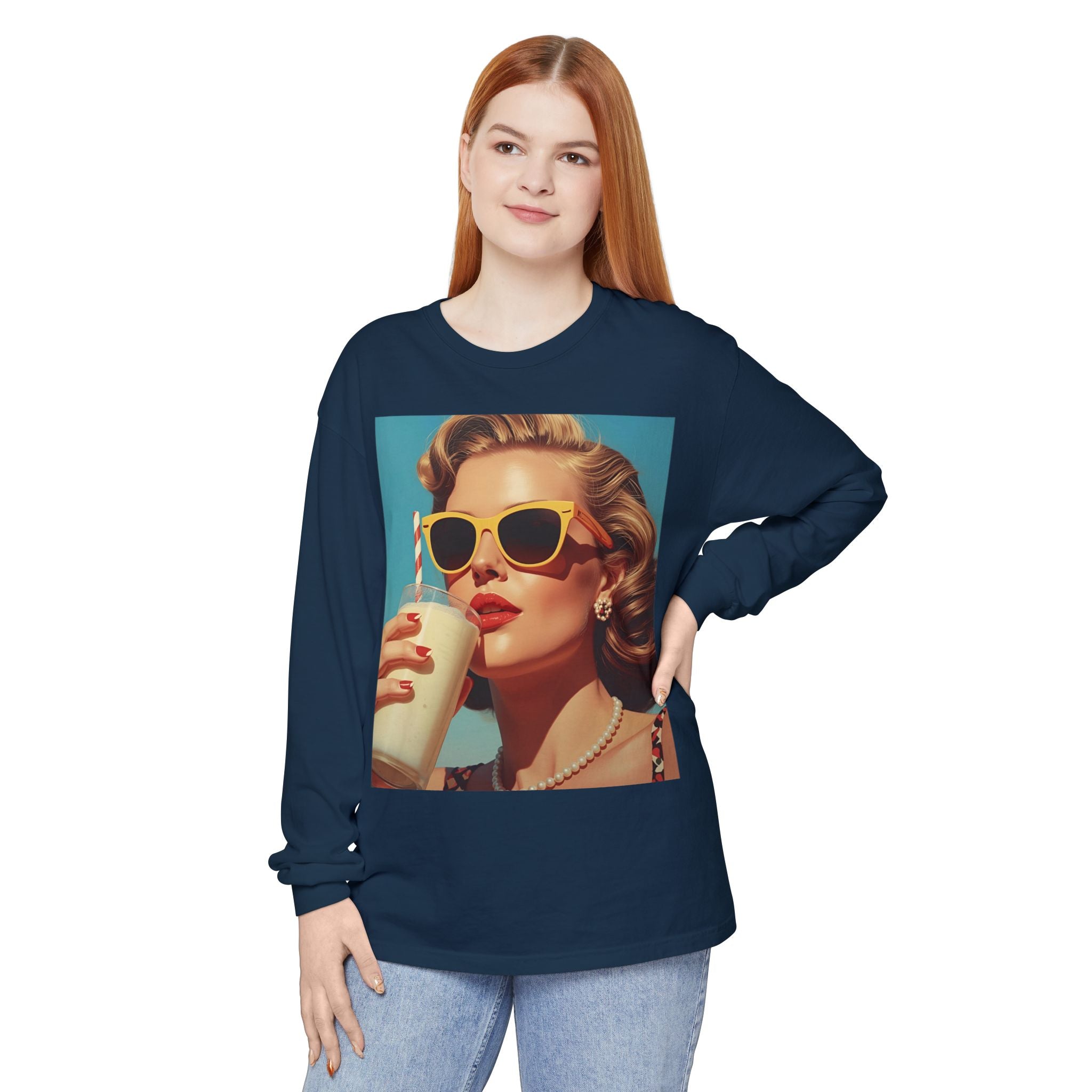 Retro Pop Art Long Sleeve T-Shirt, Vintage Graphic Tee, Fashion Top, Summer Style shirt, Gift for Art Lovers, Casual Wear