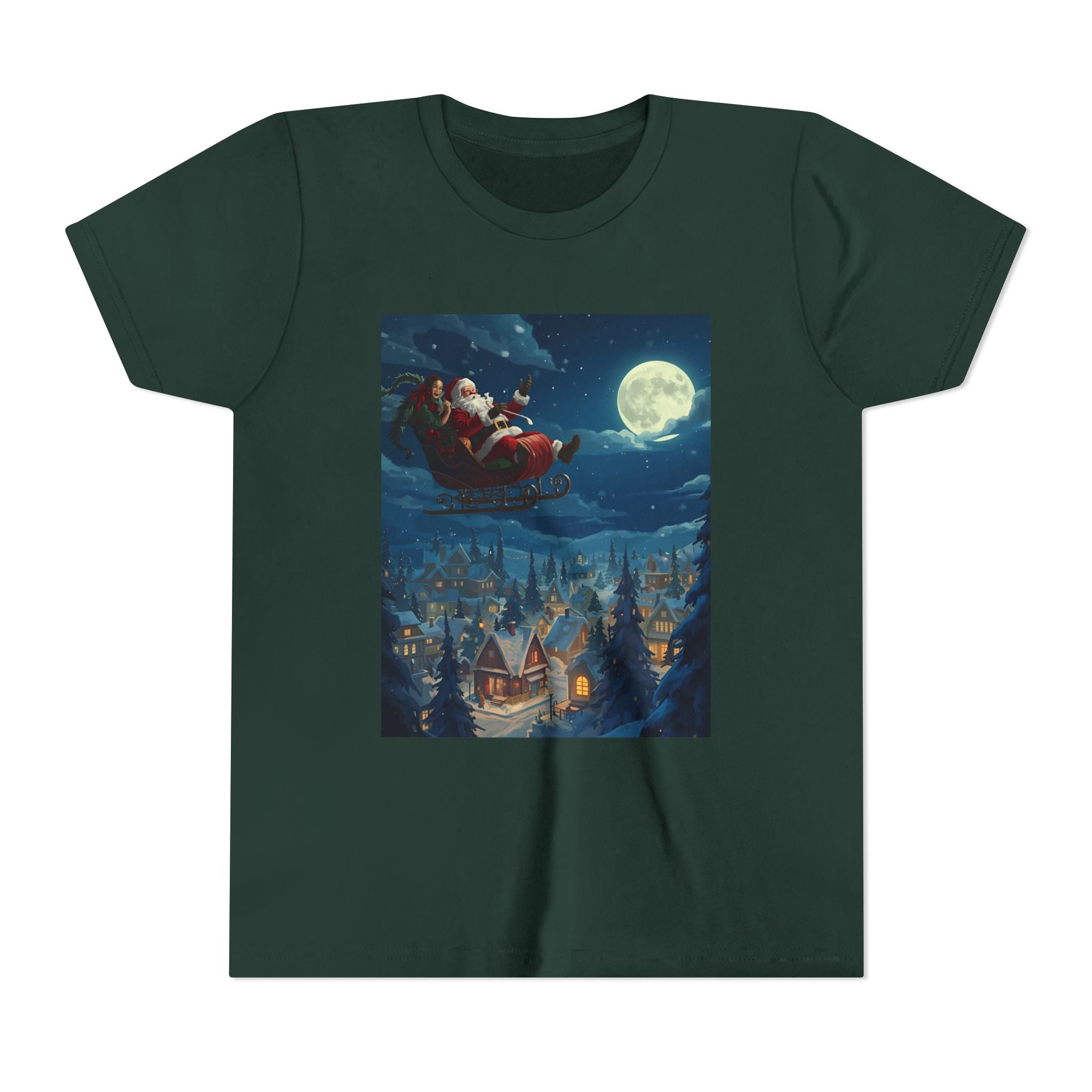 Christmas Santa Sleigh Youth Short Sleeve Tee