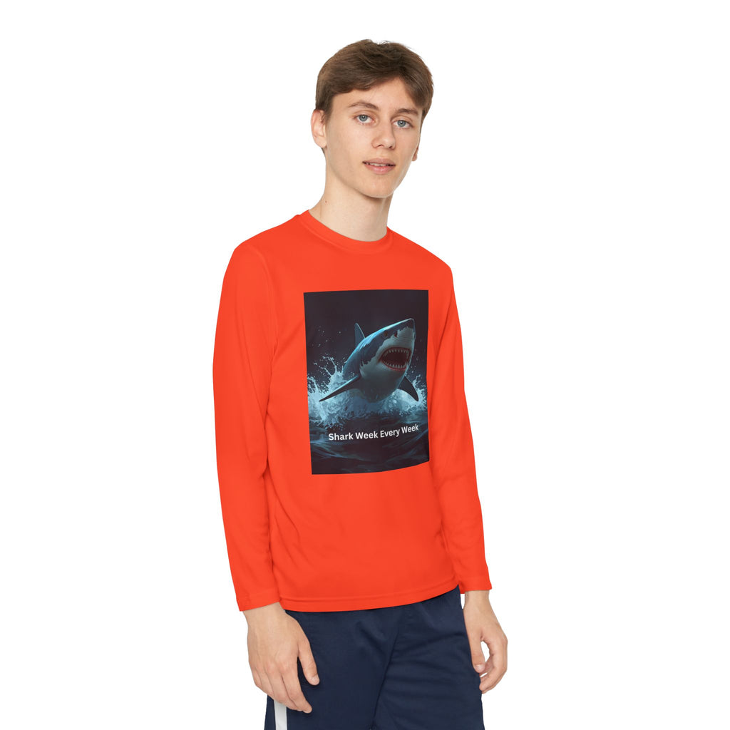 Shark Week Youth Long Sleeve Tee - Funny Ocean Shirt, Kids Gift, Summer Wear, Cool Tee, Swim Shirt, Beach Apparel