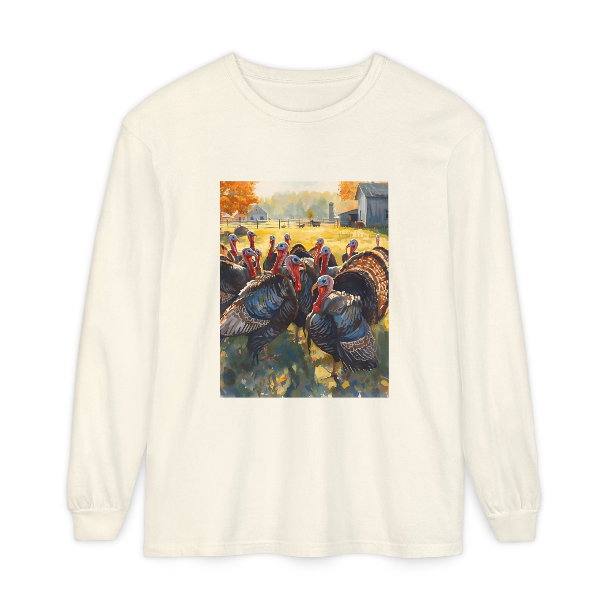 Thanksgiving Turkey Unisex Garment-dyed Long Sleeve T-Shirt