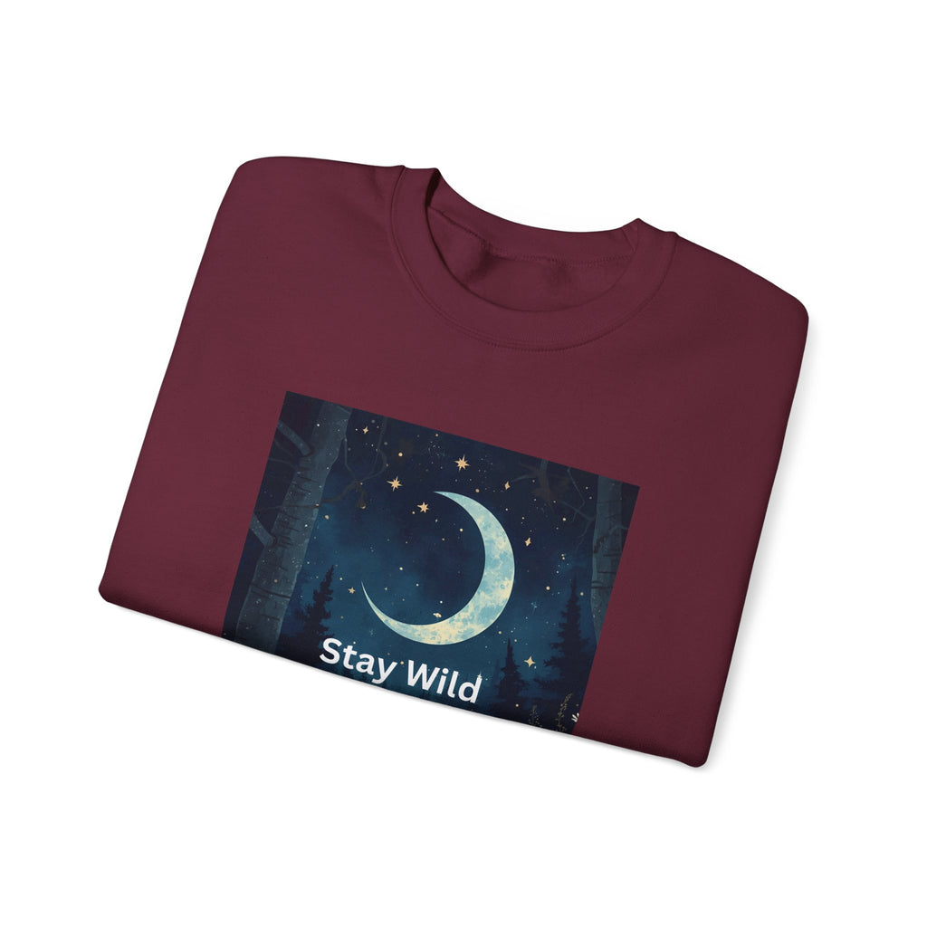 Stay Wild Moon Child Sweatshirt | Cozy Unisex Crewneck | Perfect for Nature Lovers, Festival Goers, and Everyday Comfort