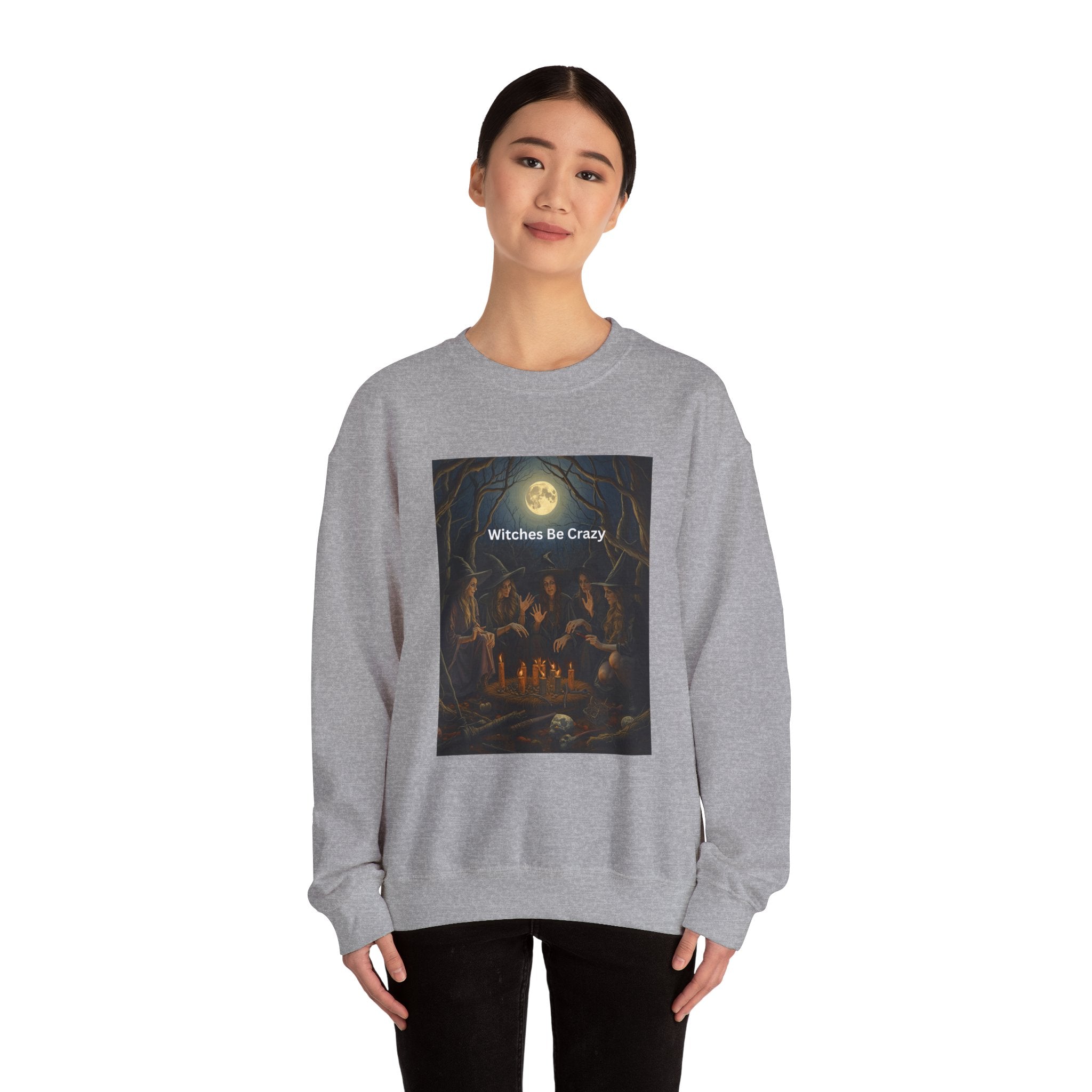 Spooky Halloween Witches Be Crazy Crewneck Sweatshirt, Cozy Halloween Apparel, Unisex Fall Fashion, Witchy Gifts, Casual Everyday Wear