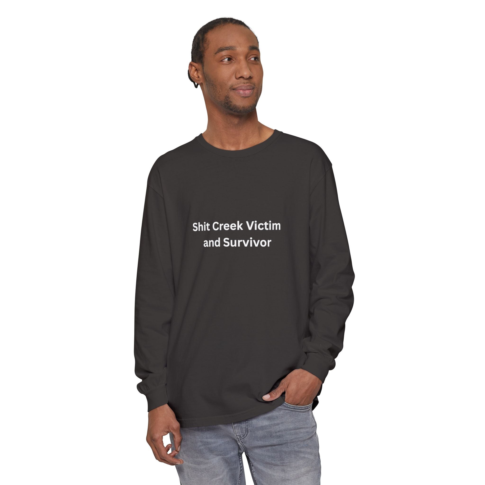 Shit Creek Survivor Long Sleeve T-Shirt, Funny Gift, Casual Wear, Humor Shirt, Birthday Gift, Unisex Apparel
