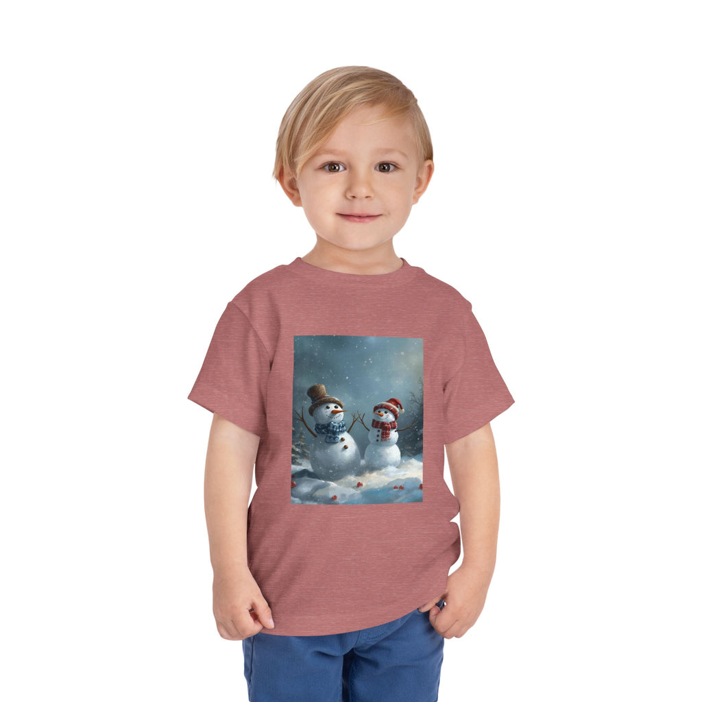 Toddler Christmas Snowman Winter Theme Tee, Cute Snowman Graphic Tee, Kids Short Sleeve Shirt, Holiday Outfit, Christmas Gift