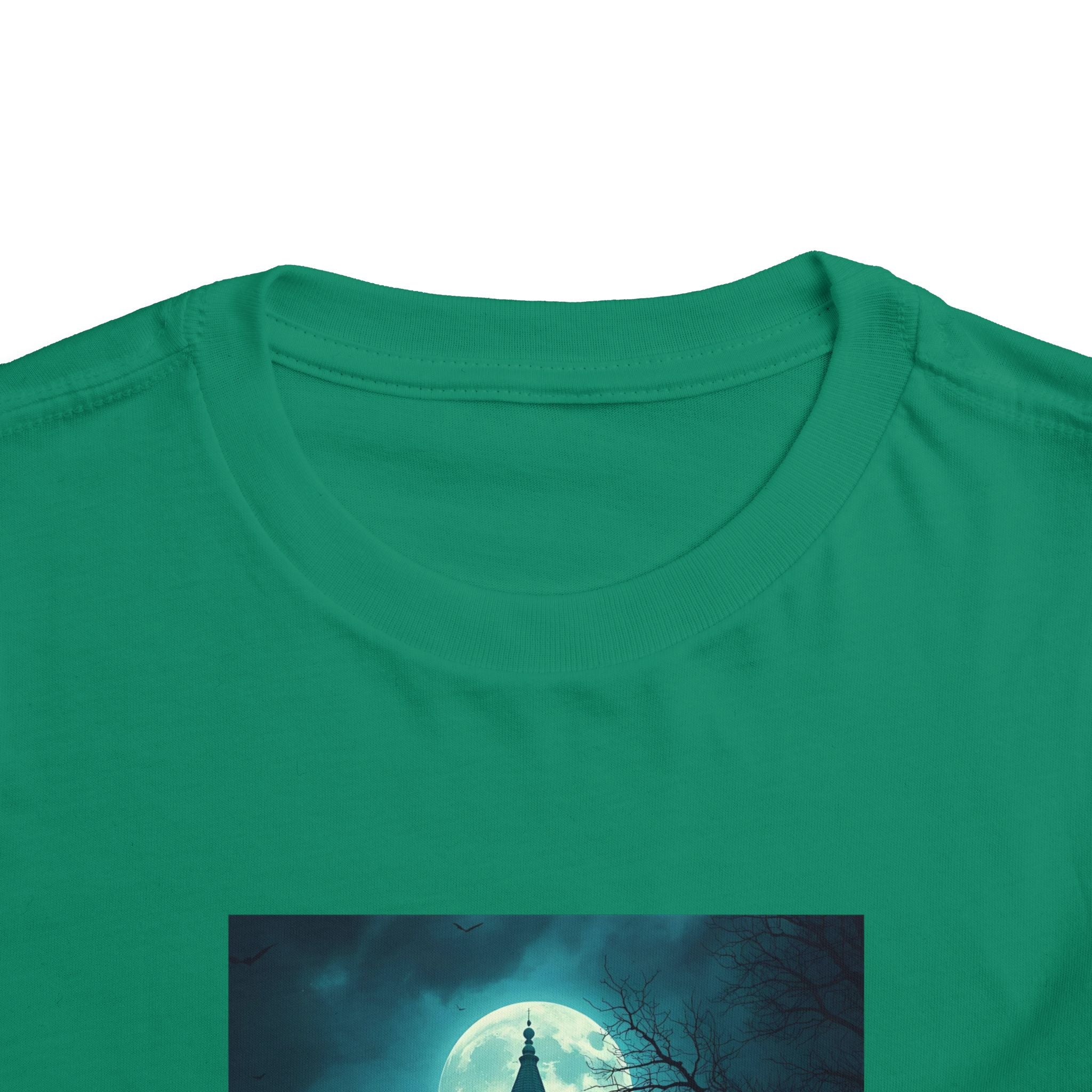 Haunted Moonlight Toddler Halloween Short Sleeve Tee, Ghostly Castle Shirt, Spooky Toddler Tee, Kids Halloween Costume Top, Fall Festivity Apparel