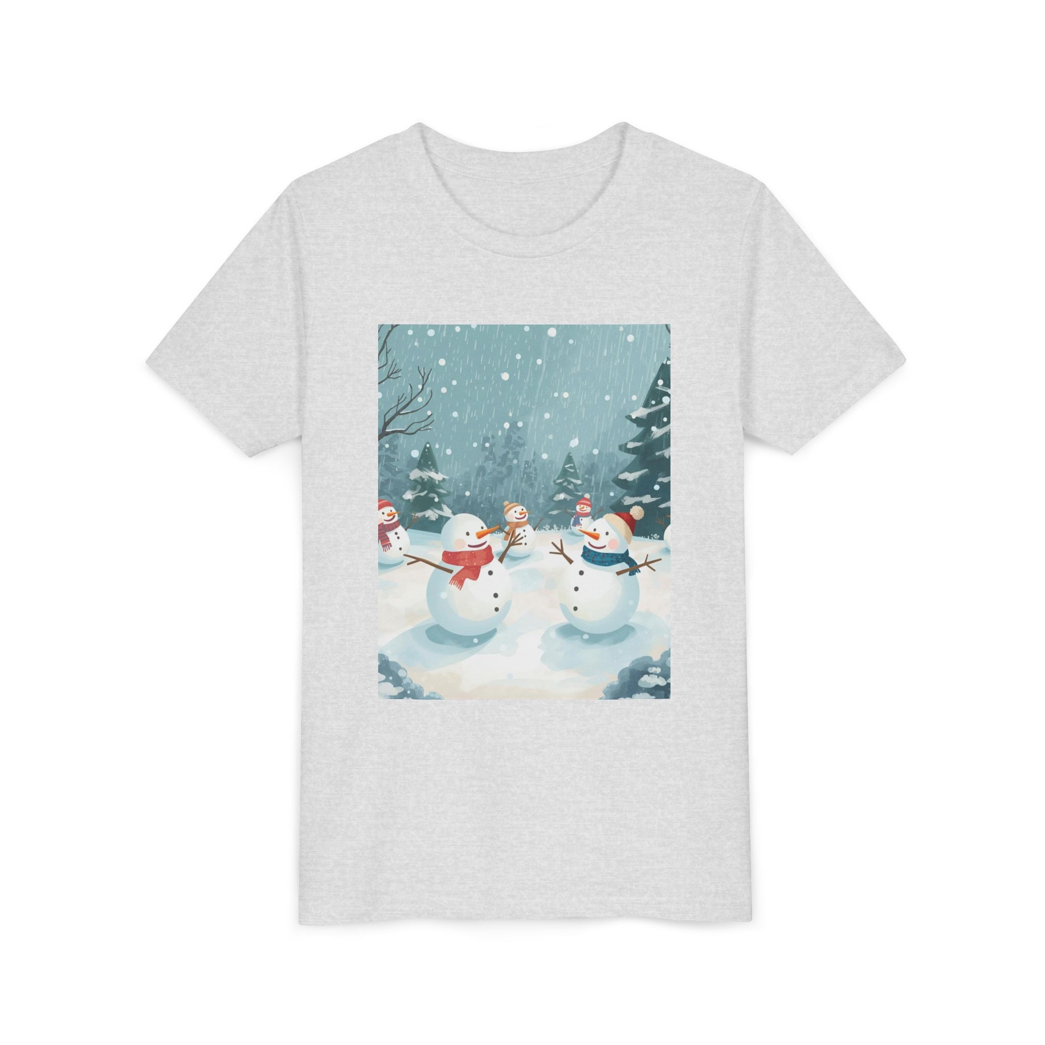 Festive Christmas Snowman Youth Short Sleeve Tee