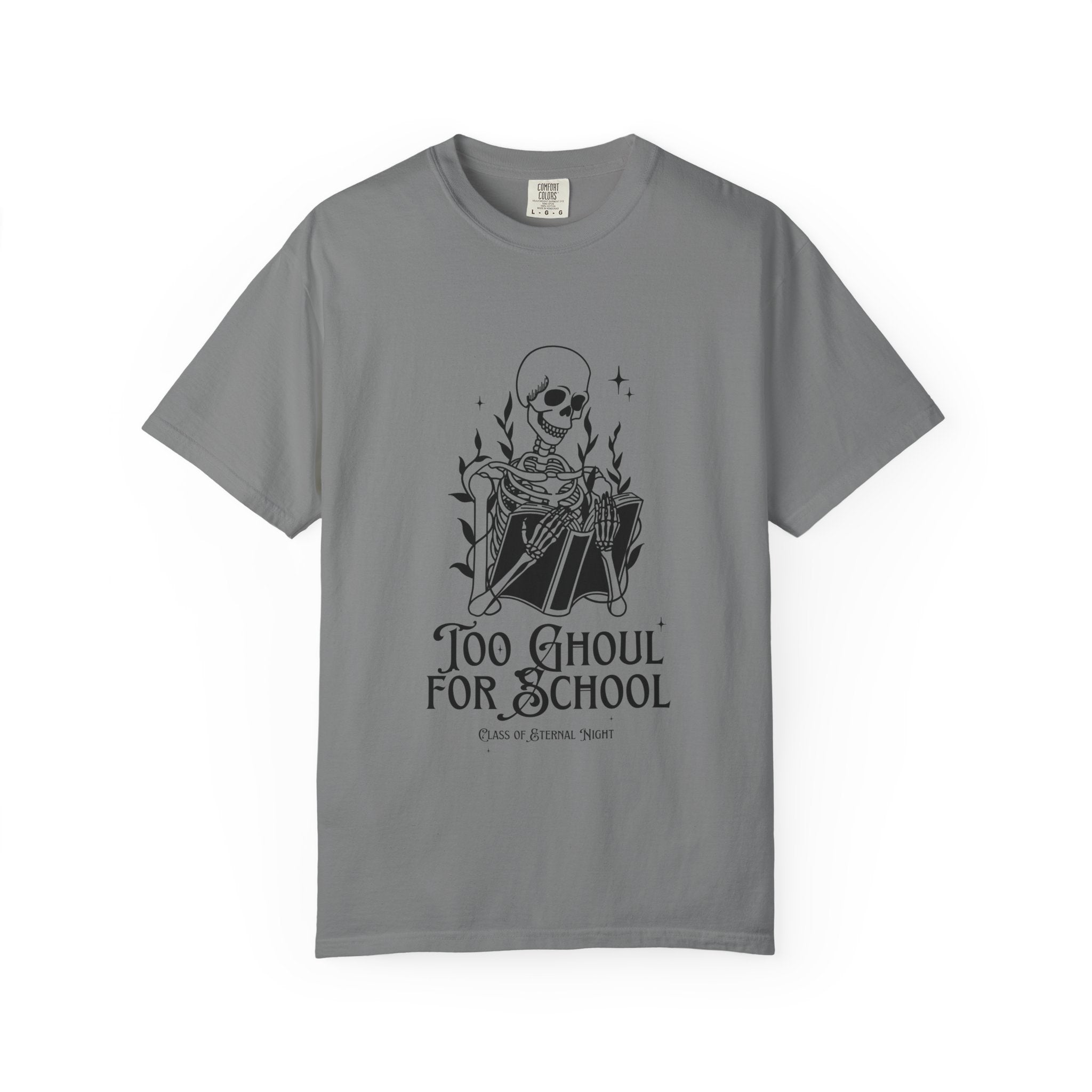 Spooky Skeleton Tee, Too Ghoul for School Shirt, Halloween T-Shirt, Unisex Graphic Tee, Fall Fashion Top, Goth Aesthetic Clothing