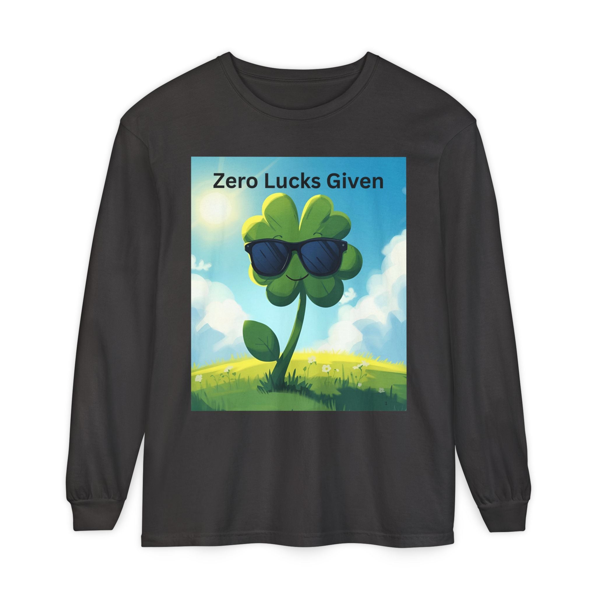 Zero Lucks Given Unisex Garment-dyed Long Sleeve T-Shirt