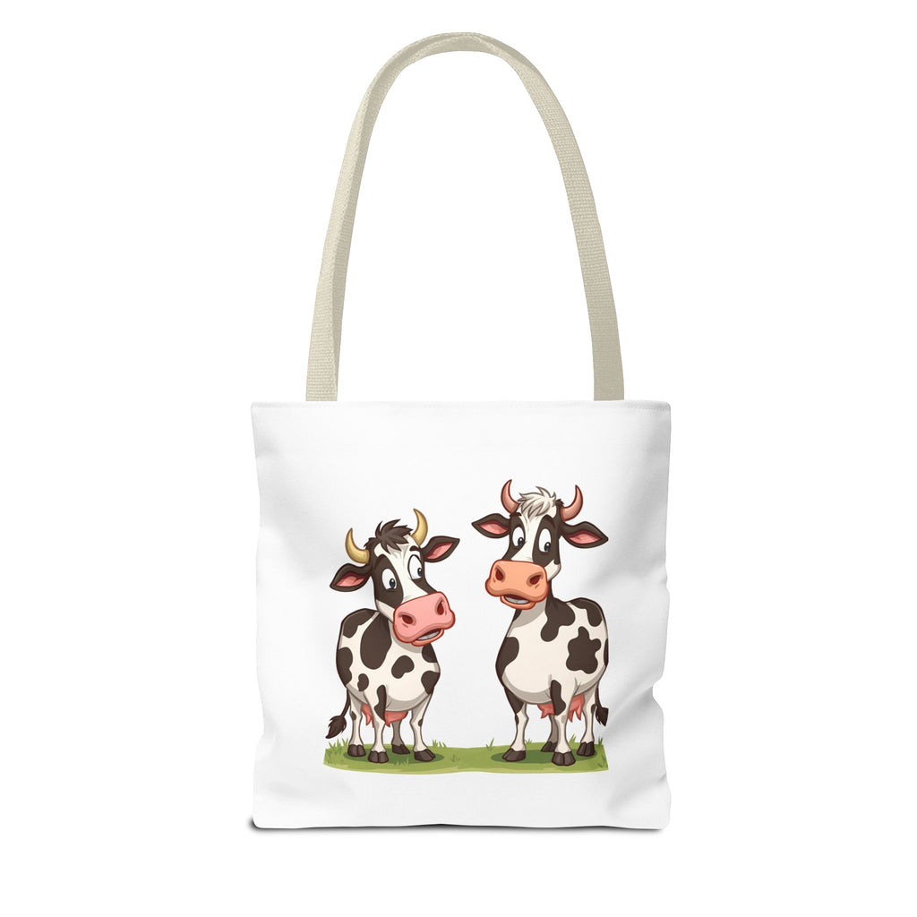 Cute Cow Print Tote Bag, Reusable Shopping Bag, Farmer's Market Tote, Animal Lover Gift, Floral Cow Pattern Bag