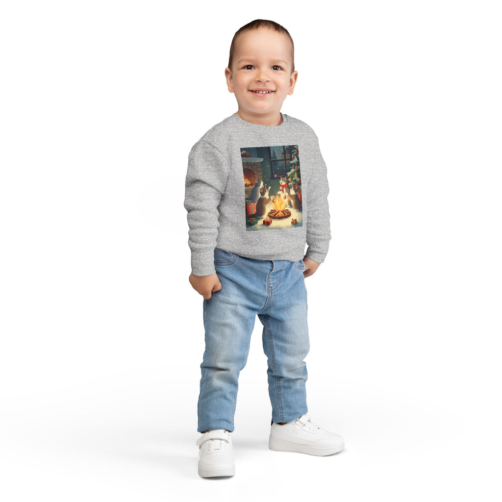 Cozy Holiday Toddler Sweatshirt, Christmas Gift, Cute Cat Design, Winter Apparel, Kids Holiday Clothing, Family Matching