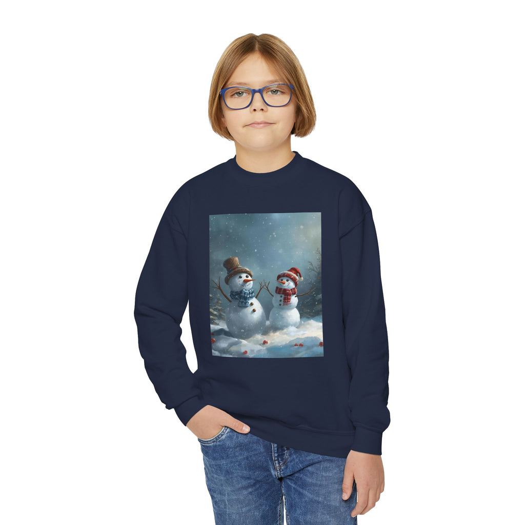 Christmas Snowman Family Youth Crewneck Sweatshirt