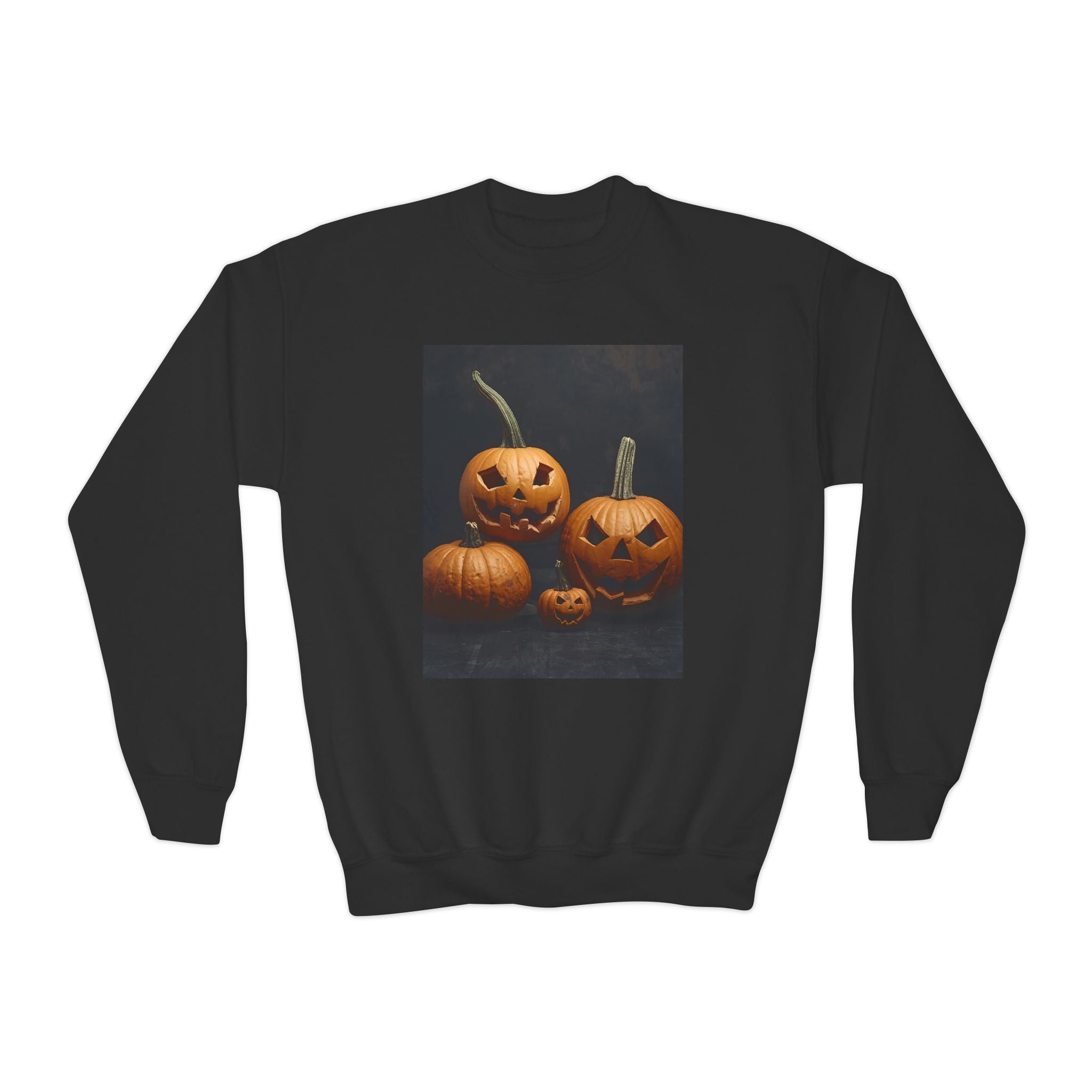 Spooky Halloween Pumpkin Youth Crewneck Sweatshirt