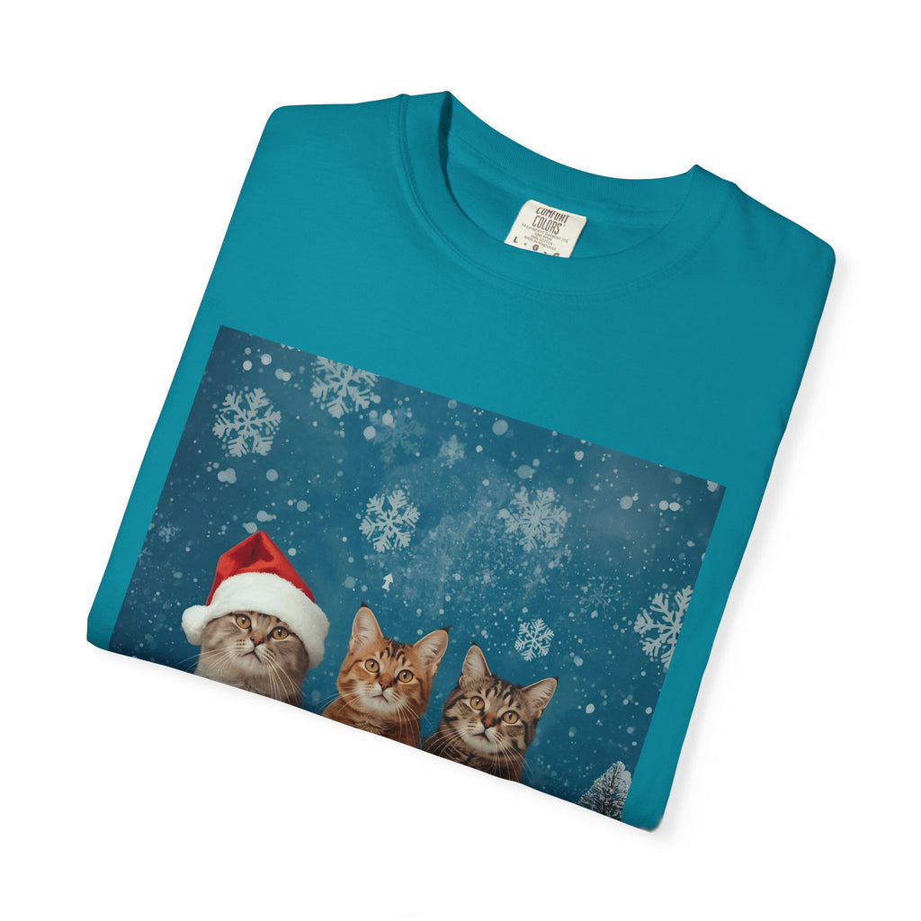 Cute Christmas Festive Cat Christmas T-Shirt, Holiday Shirt, Gift for Cat Lovers, Winter Apparel, Unisex Tee