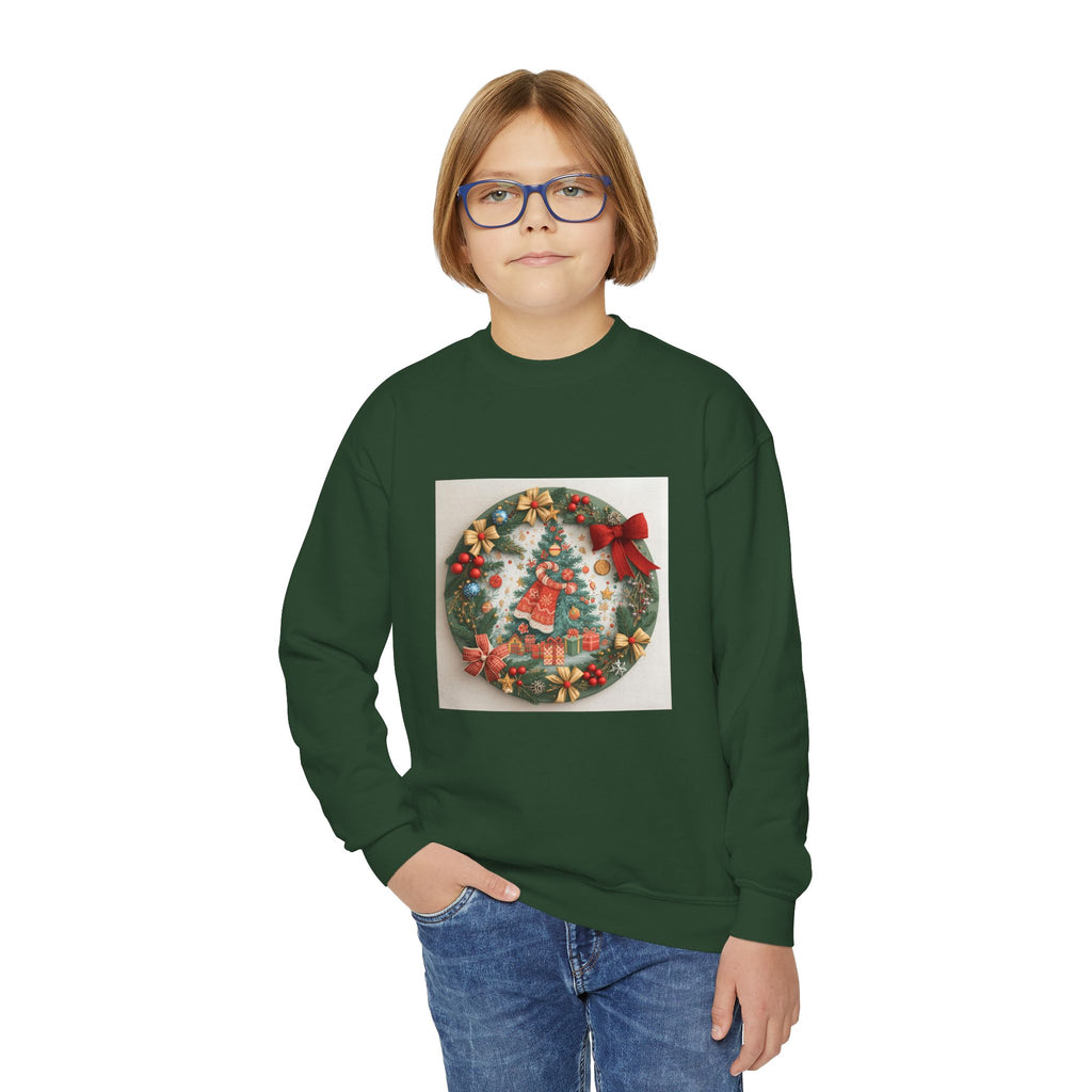 Christmas Wreath Youth Crewneck Sweatshirt