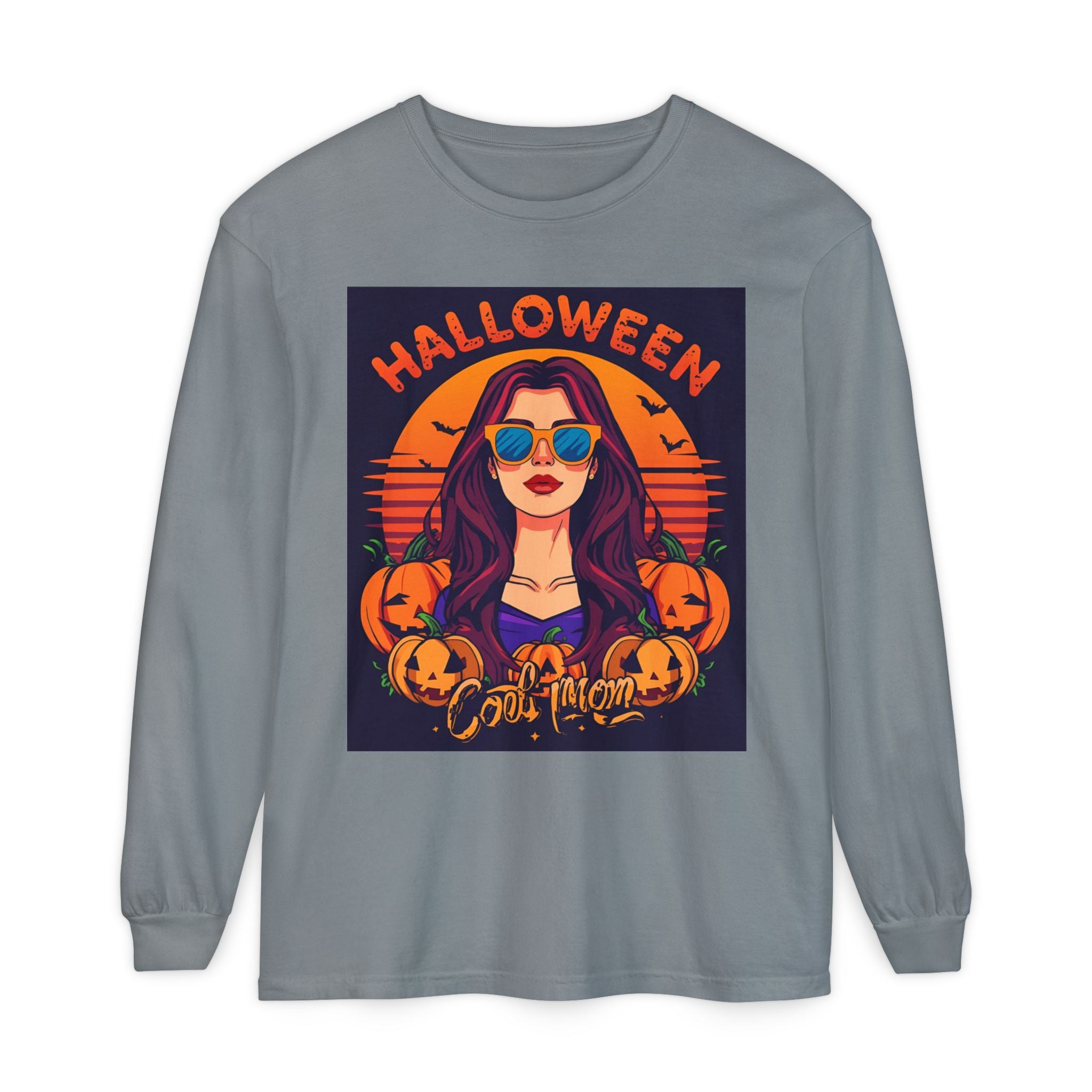Halloween Themed Unisex Garment-dyed Long Sleeve T-Shirt