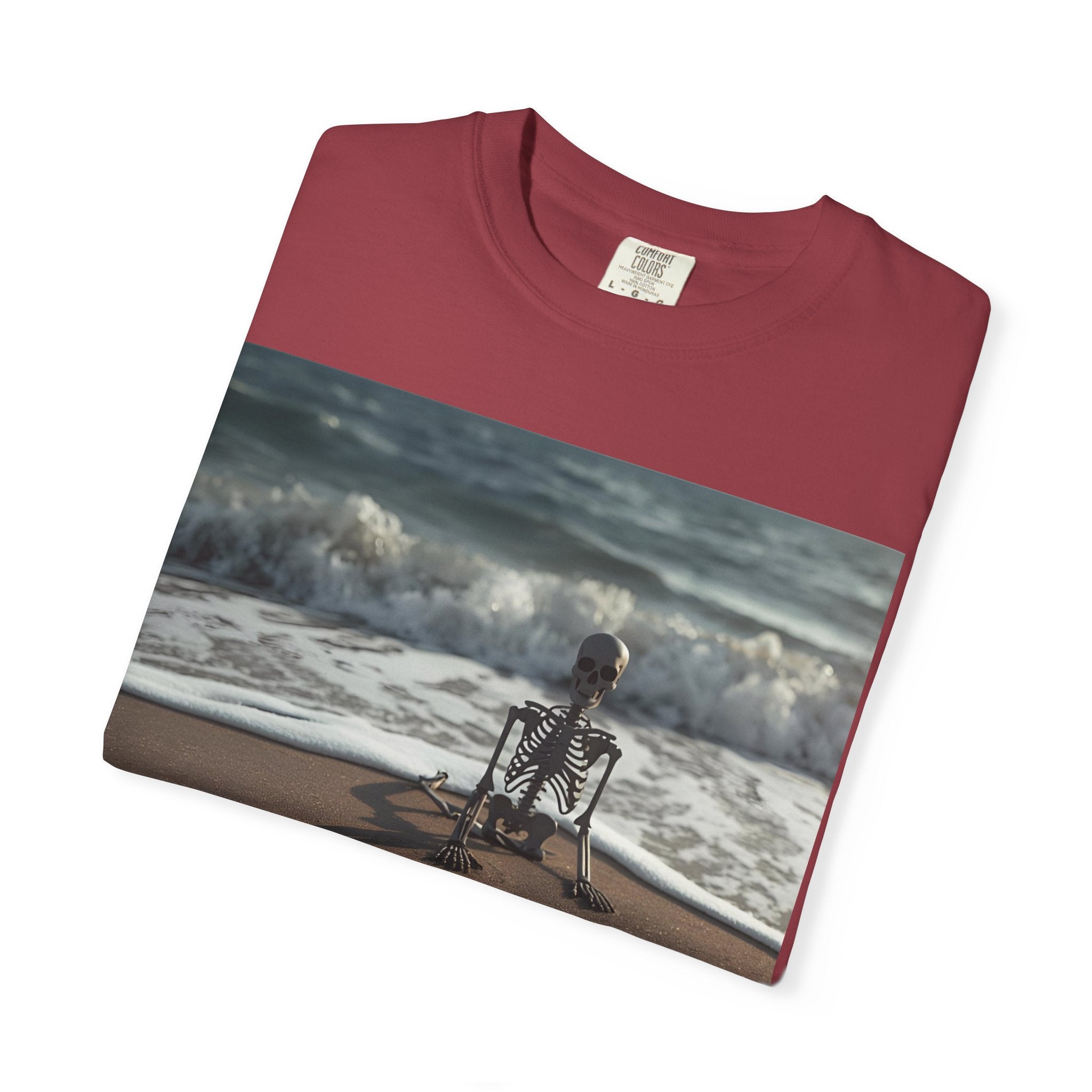 Halloween Beach Skeleton Vibes Unisex T-Shirt, Spooky Summer Tee, Fun Halloween Shirt, Beachwear, Casual Halloween Outfit