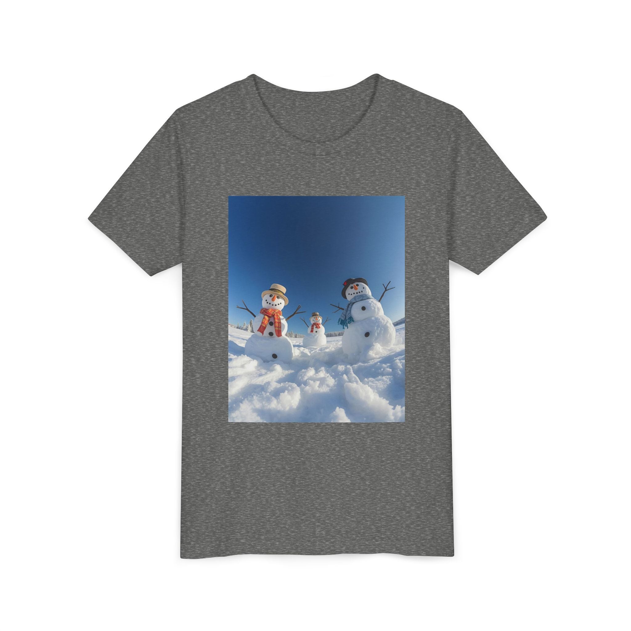 Festive Christmas Snowman Family Youth Short Sleeve Tee