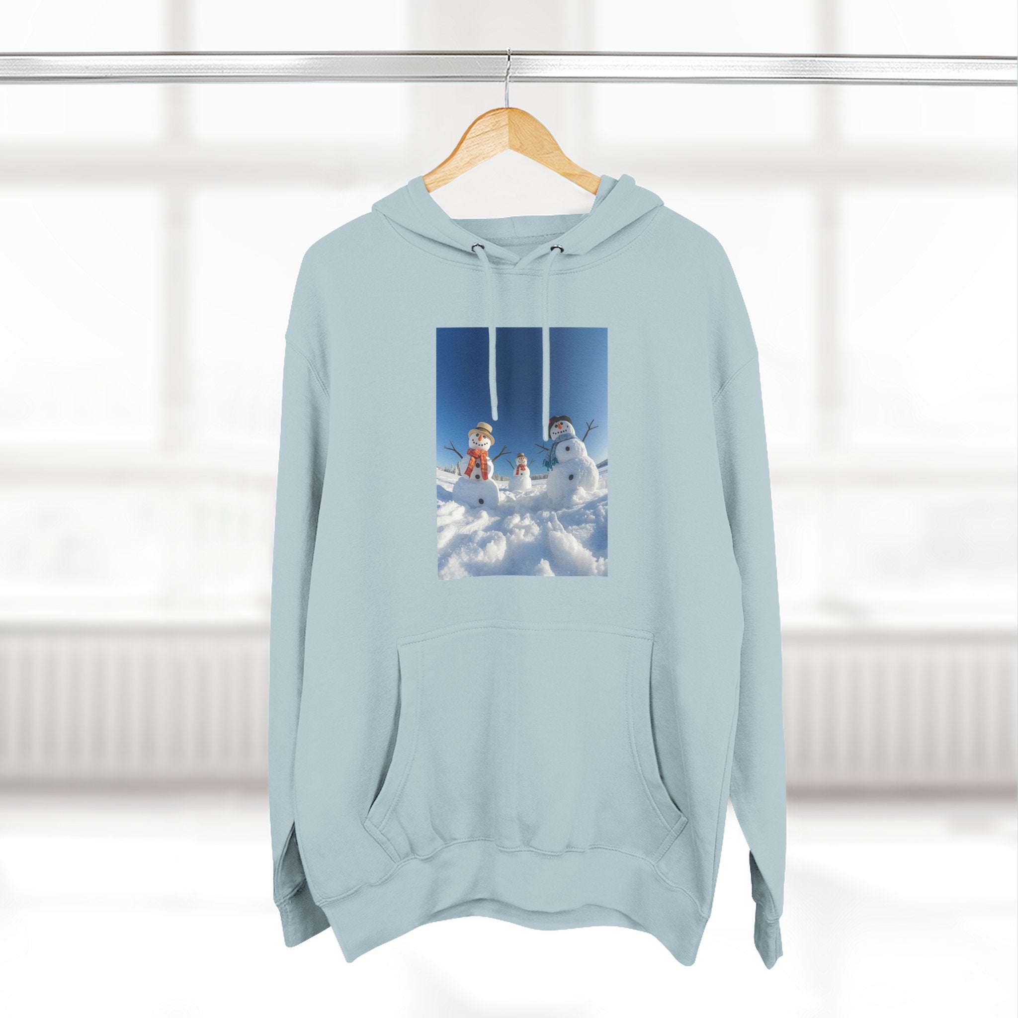 Cozy Fleece Hoodie with Fun Snowmen Design, Winter Wear, Gift for Christmas, Birthday Present, Casual Outfit, Hoodie for Snow Lovers