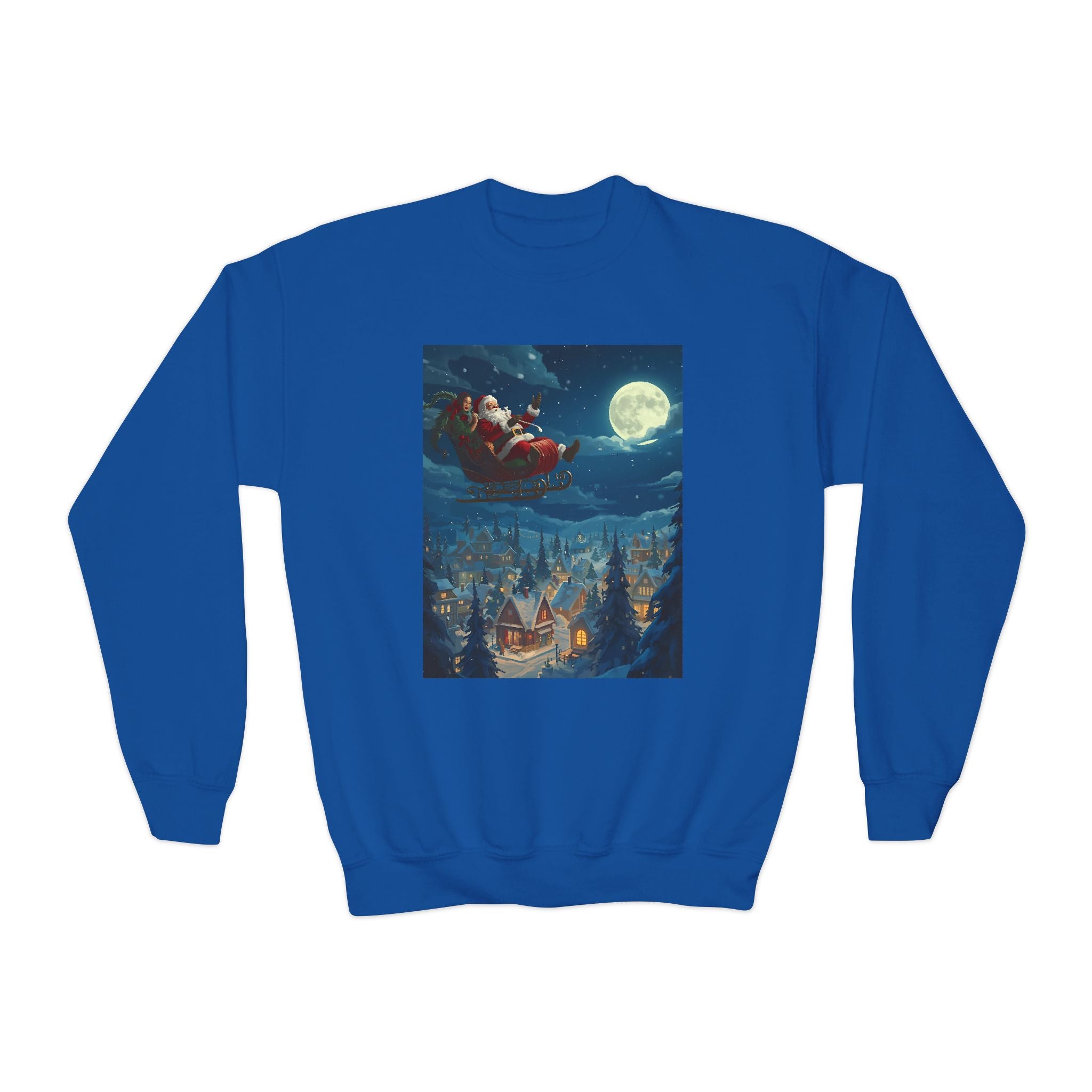 Christmas Santa Sleigh Youth Crewneck Sweatshirt