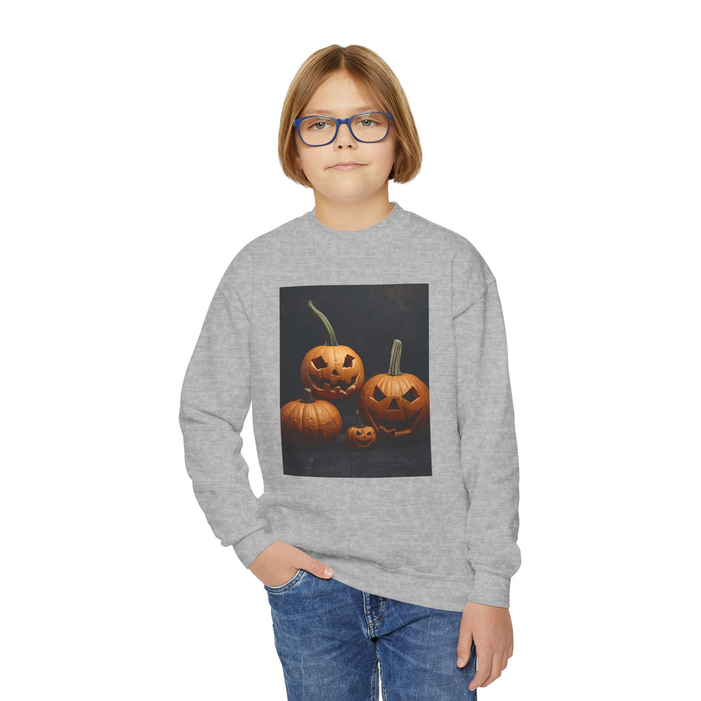 Spooky Halloween Pumpkin Youth Crewneck Sweatshirt
