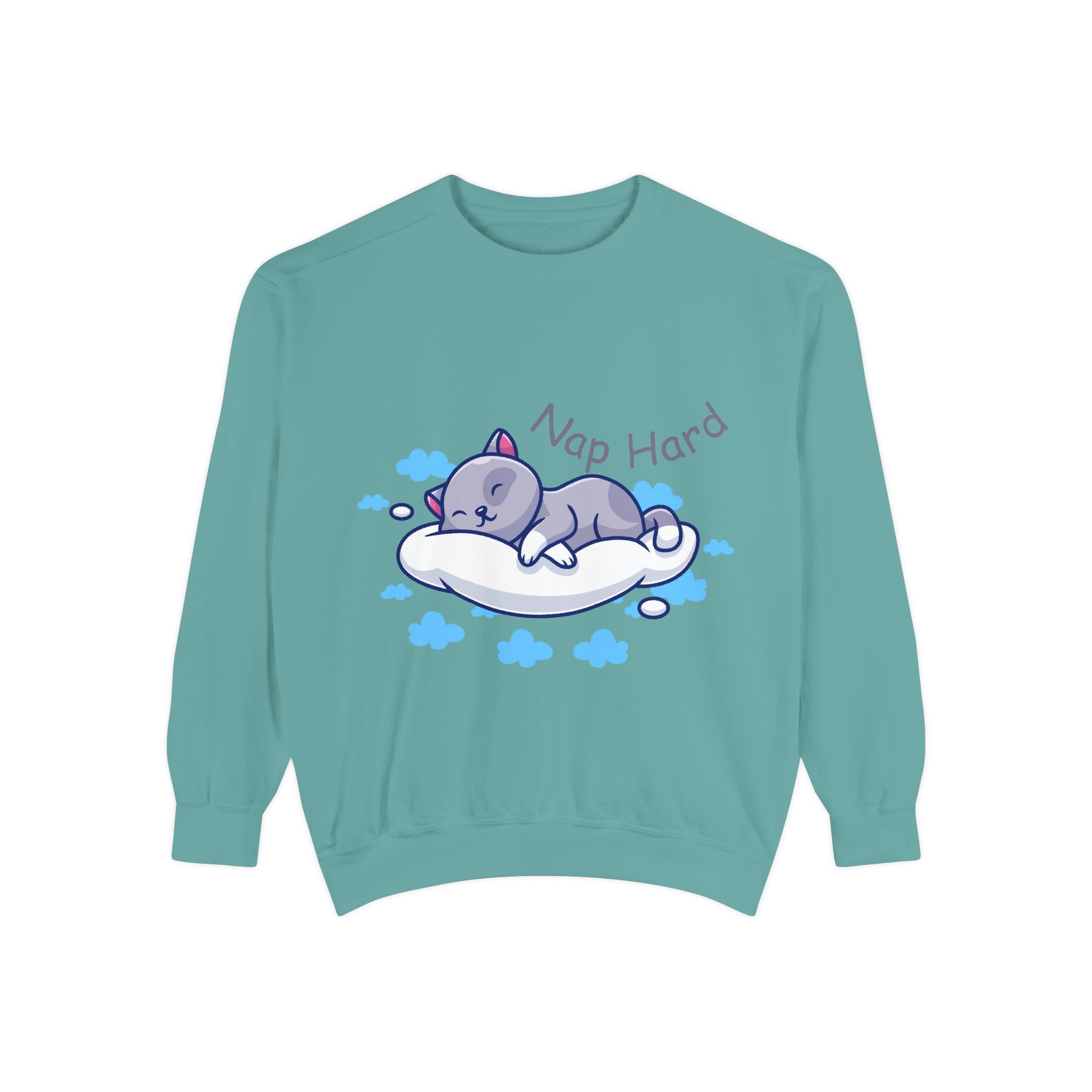 Cozy Cat Nap Hard Unisex Garment-Dyed Sweatshirt