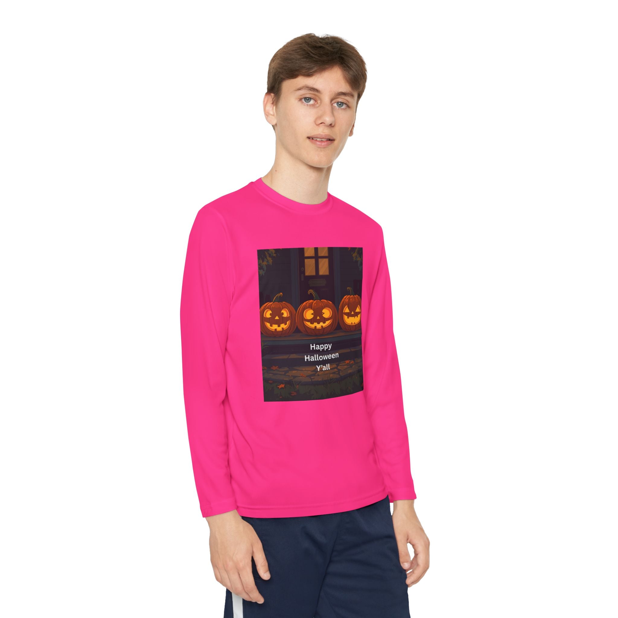 Halloween Pumpkin Youth Long Sleeve Competitor Tee