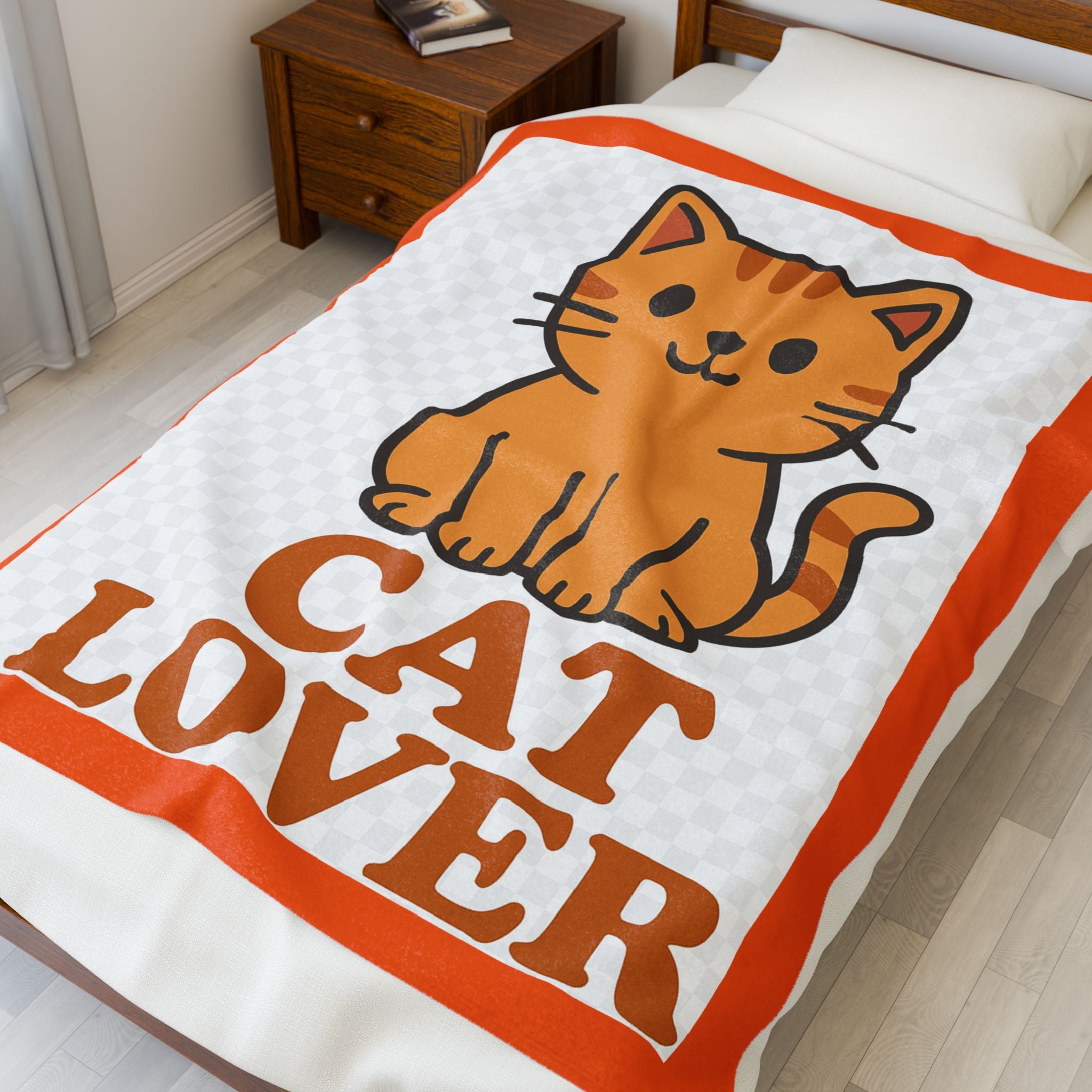 Cat Lover Velveteen Plush Blanket, Cozy Home Decor, Gift for Cat Owners, Pet Lover Throw, Cute Cat Decor