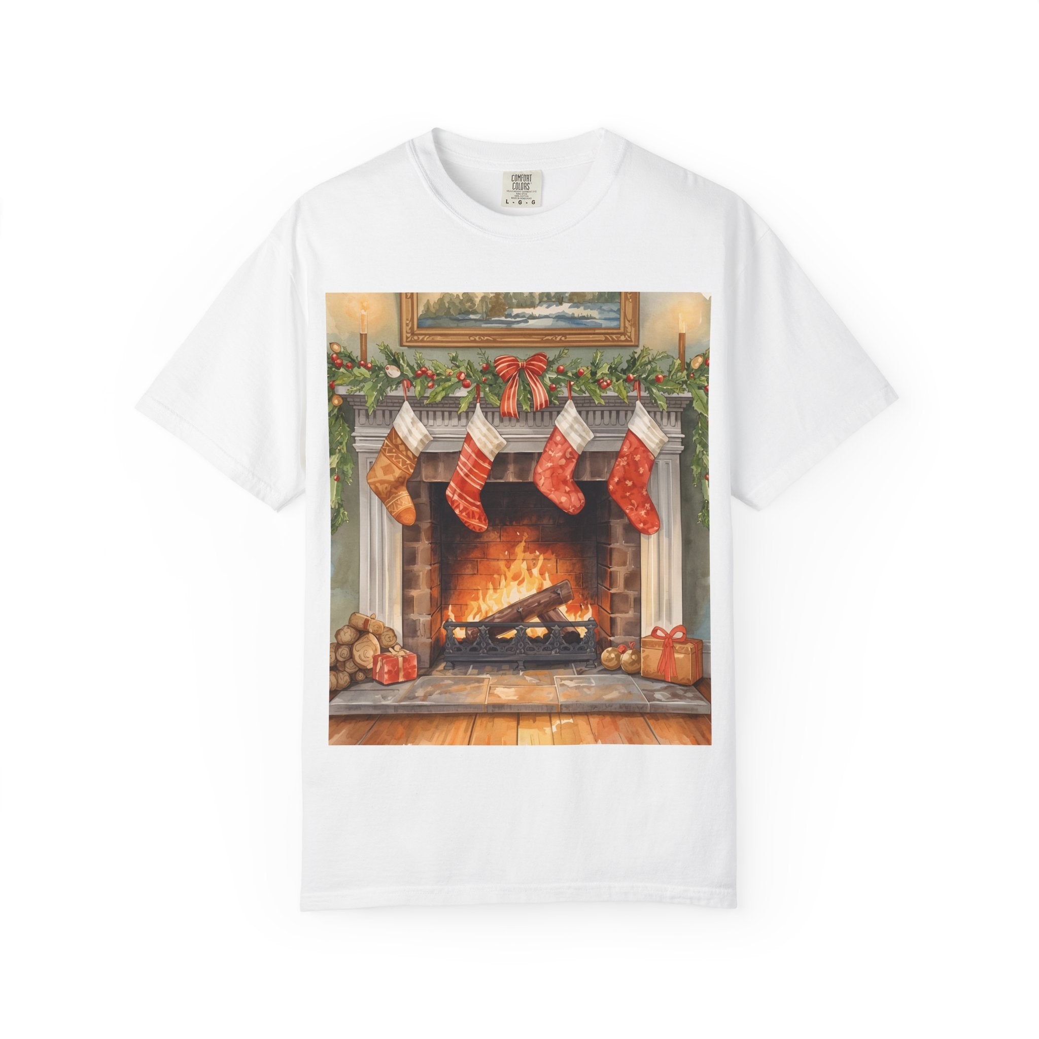 Cozy Christmas Fireplace T-Shirt | Unisex Holiday Tee | Gift for Him/Her | Festive Layering Top | Merry Christmas Apparel