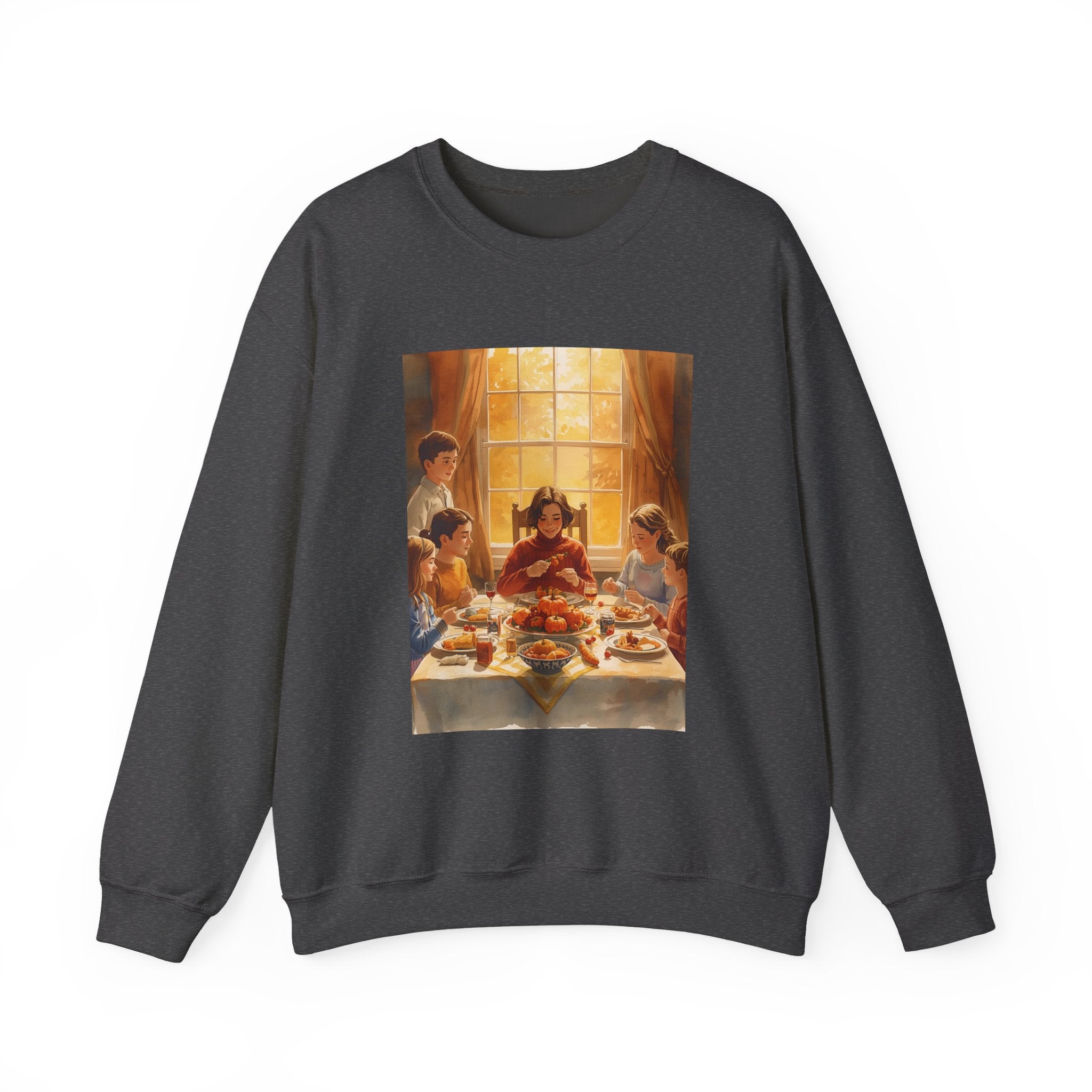 Cozy Family Dinner Crewneck Sweatshirt | Warm Winter Apparel, Casual Layering, Gift for Holidays, Family Gatherings, Nostalgic Artwork