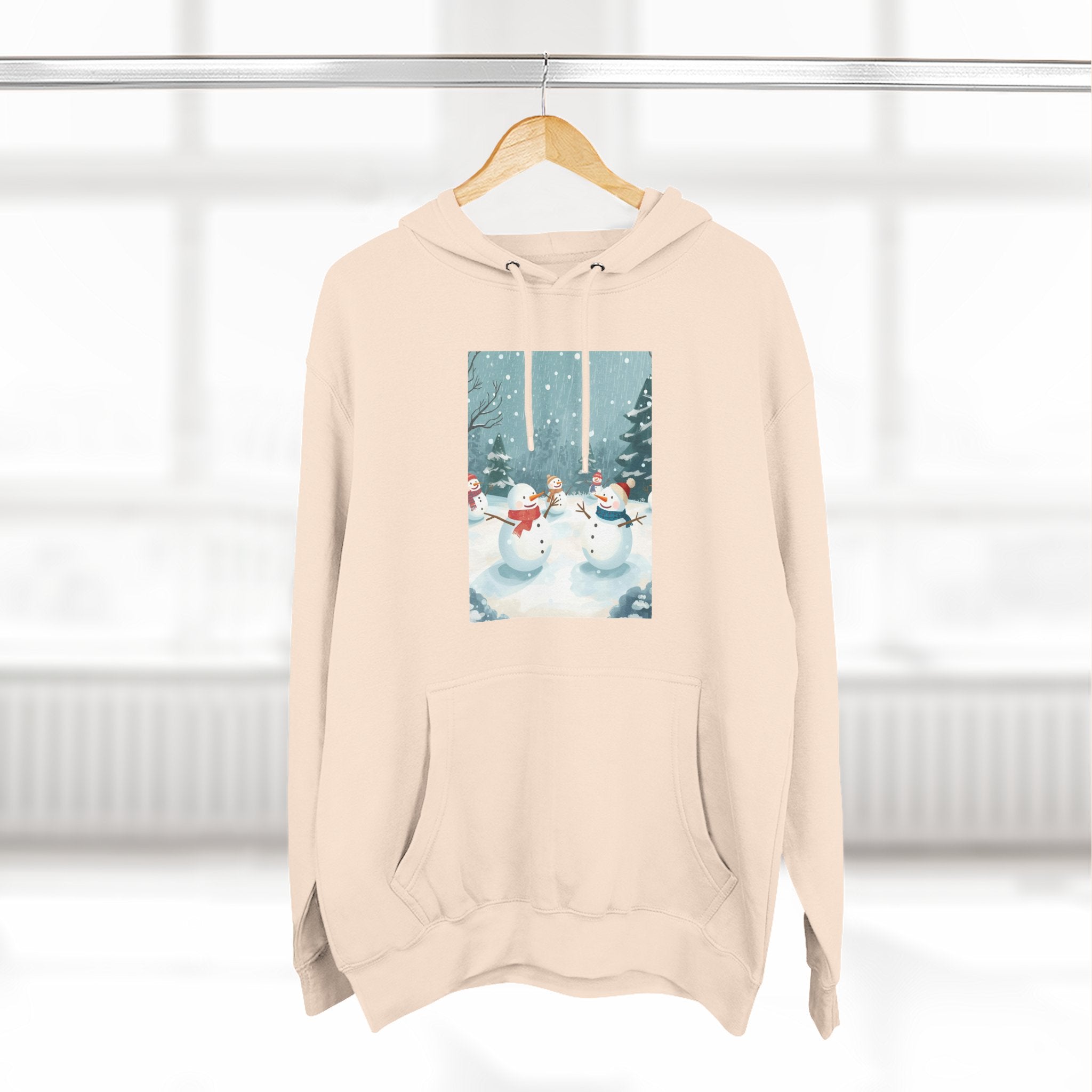Cozy Snowman Hoodie, Winter Apparel, Holiday Gift, Christmas, Fleece Hoodie, Seasonal Style, Cold Weather Wear
