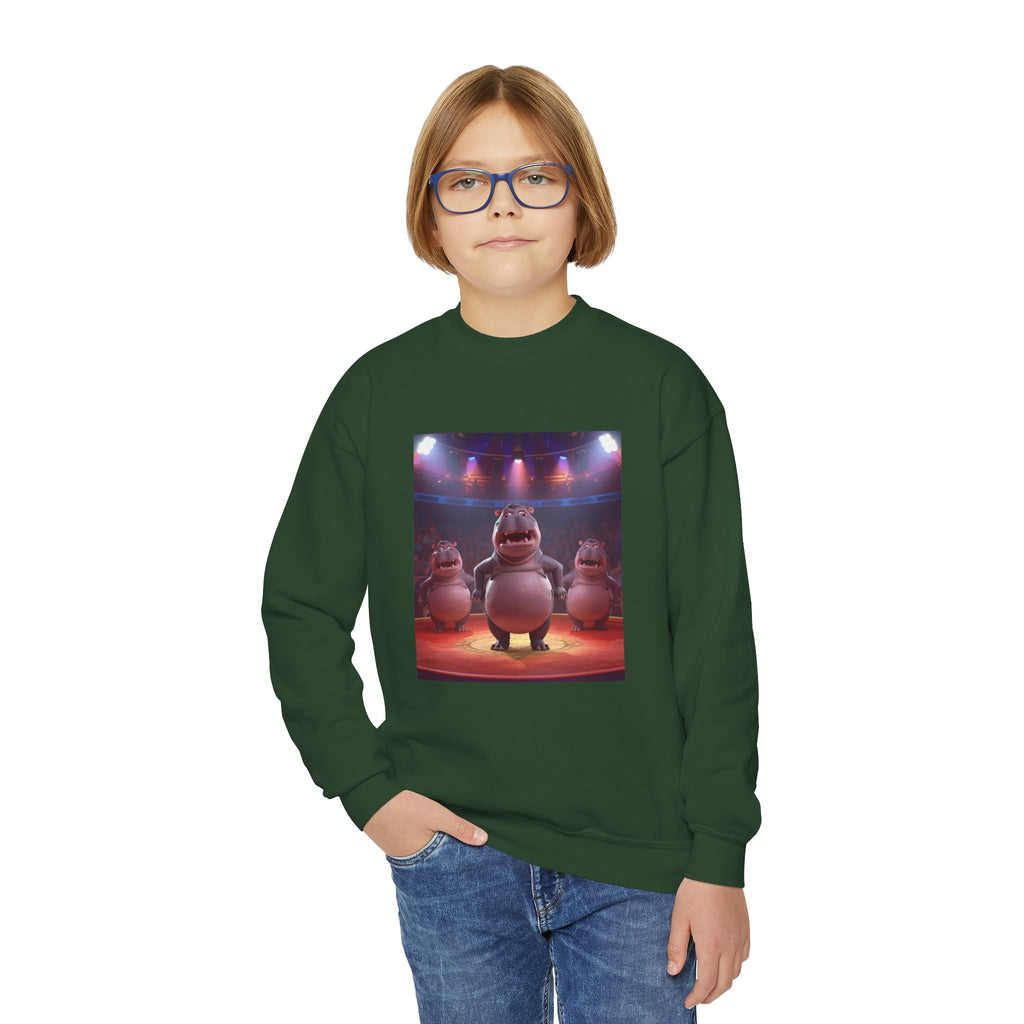 Hippo Funny Youth Crewneck Sweatshirt