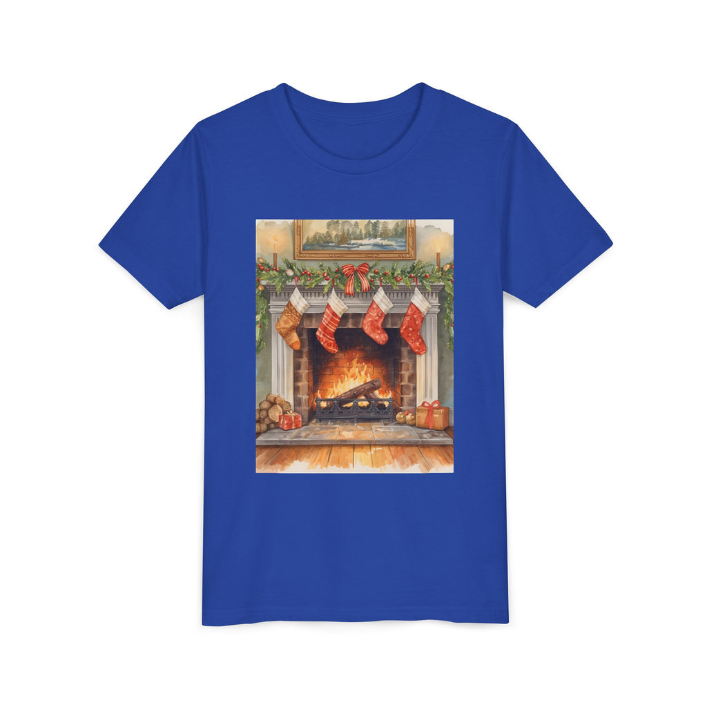 Christmas Stocking Fireplace Youth Short Sleeve Tee