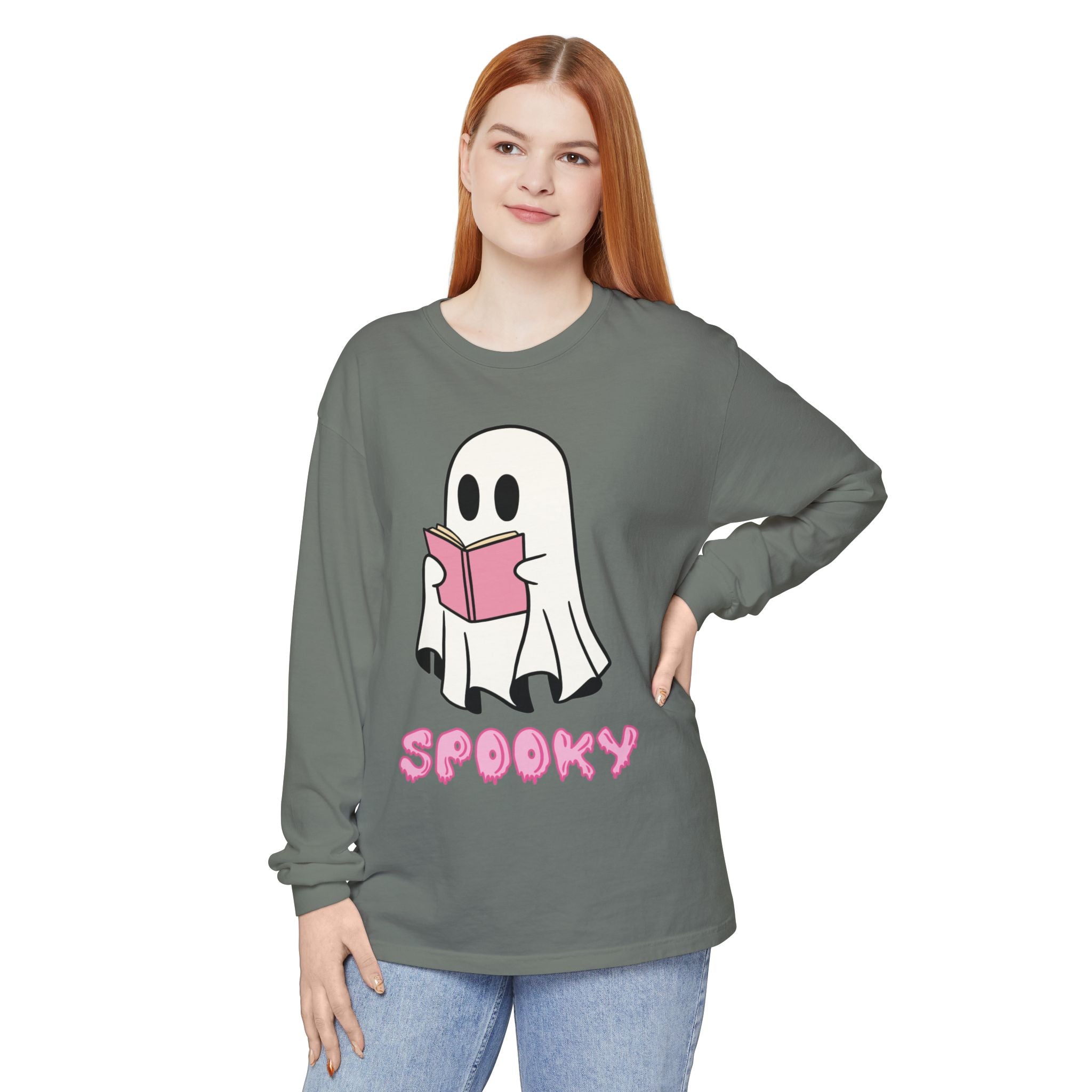Spooky Ghost Long Sleeve T-Shirt, Halloween Shirt, Unisex Tee, Cozy Casual Apparel, Ghost Reading Book Design, Perfect for Fall [...]