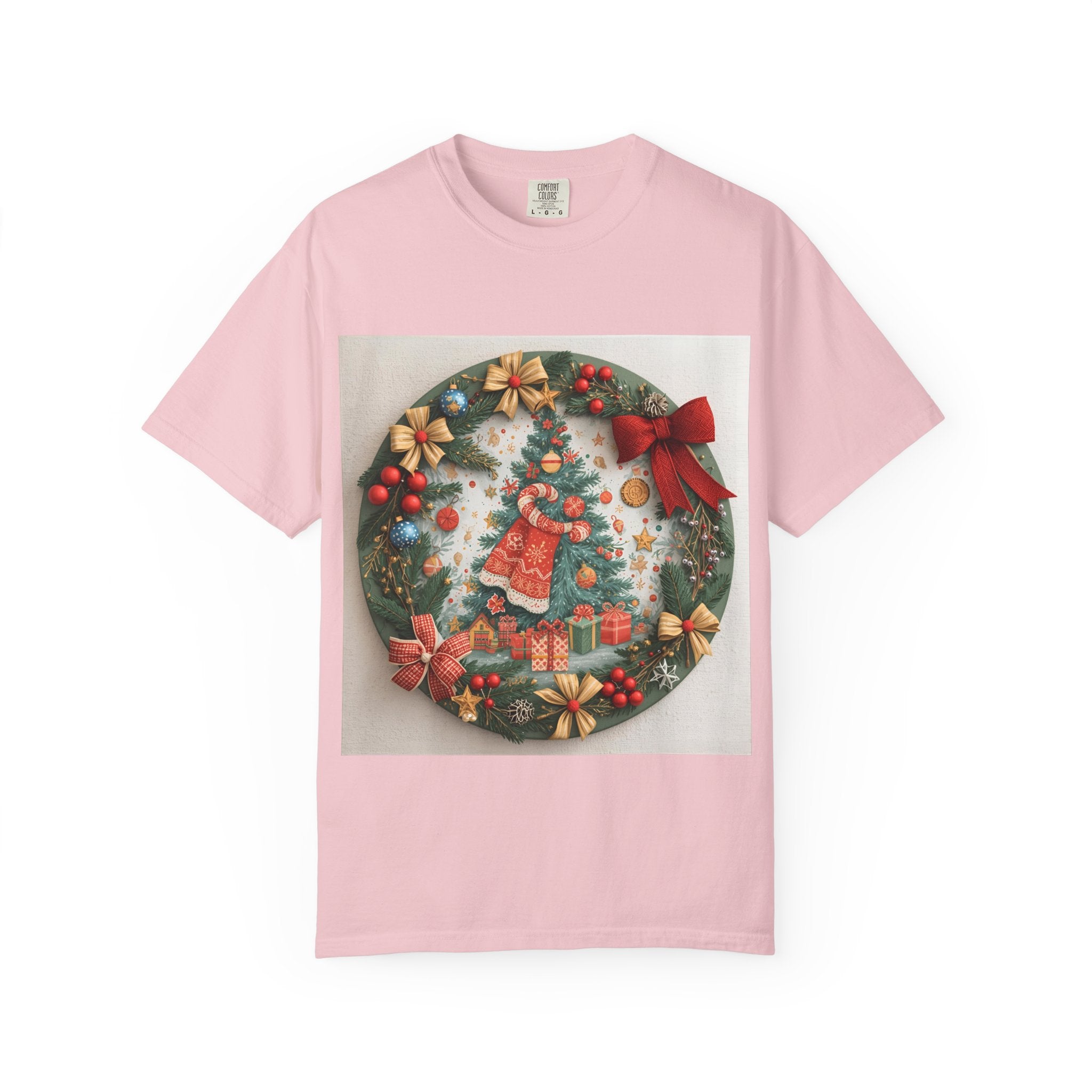 Christmas Wreath Festive Holiday T-Shirt, Christmas Tee, Seasonal Wear, Gift for Him/Her, Cute Xmas Shirt, Unisex Holiday Apparel