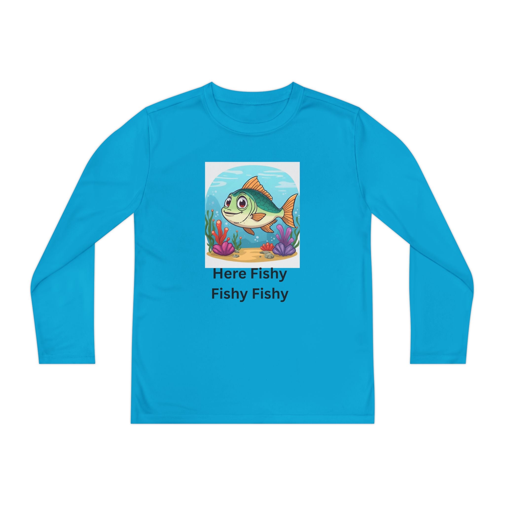 Here Fishy Fishy Fishy Youth Long Sleeve Competitor Tee
