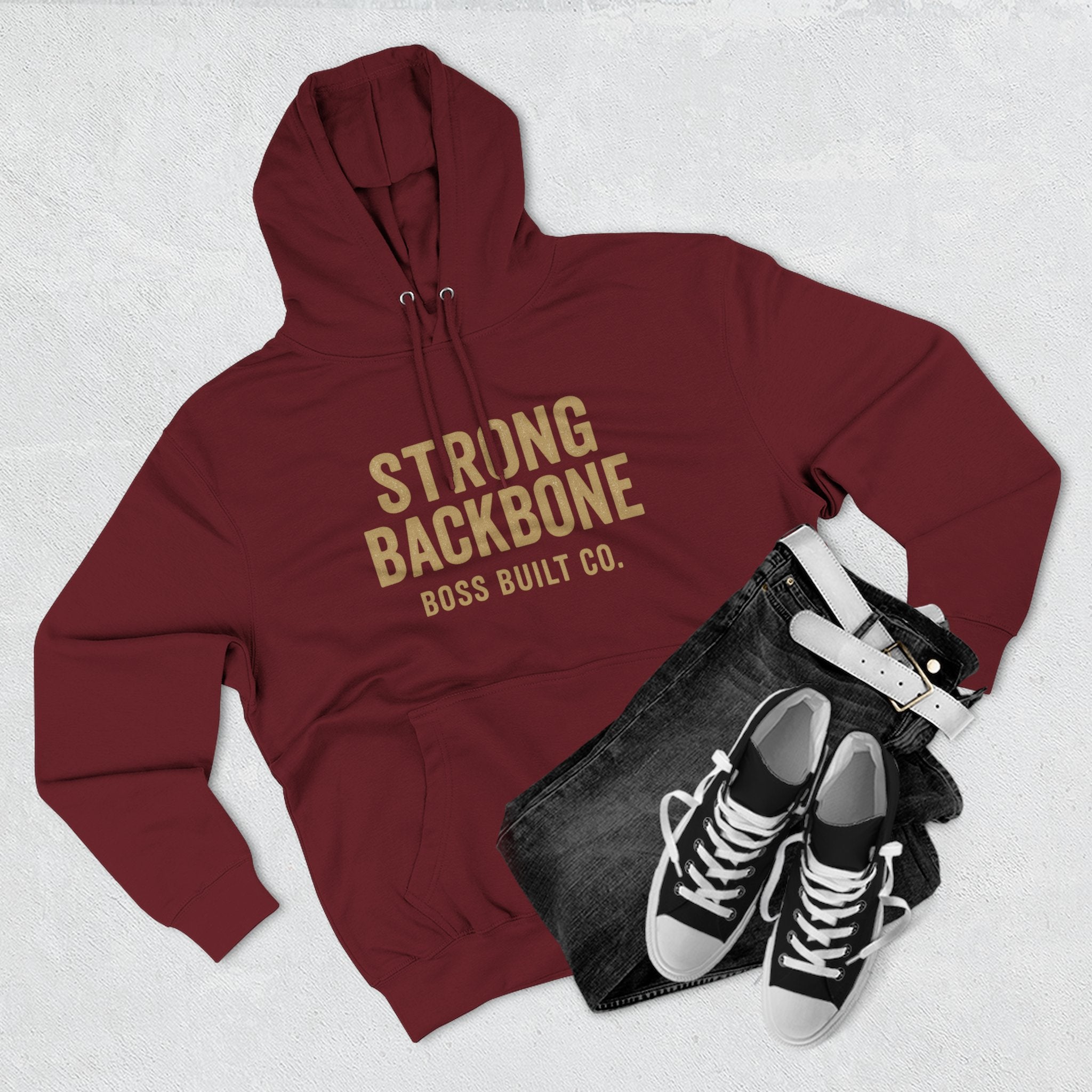 Strong Backbone Hoodie — 'Boss Built Co.' Vintage Fitness Hoodie