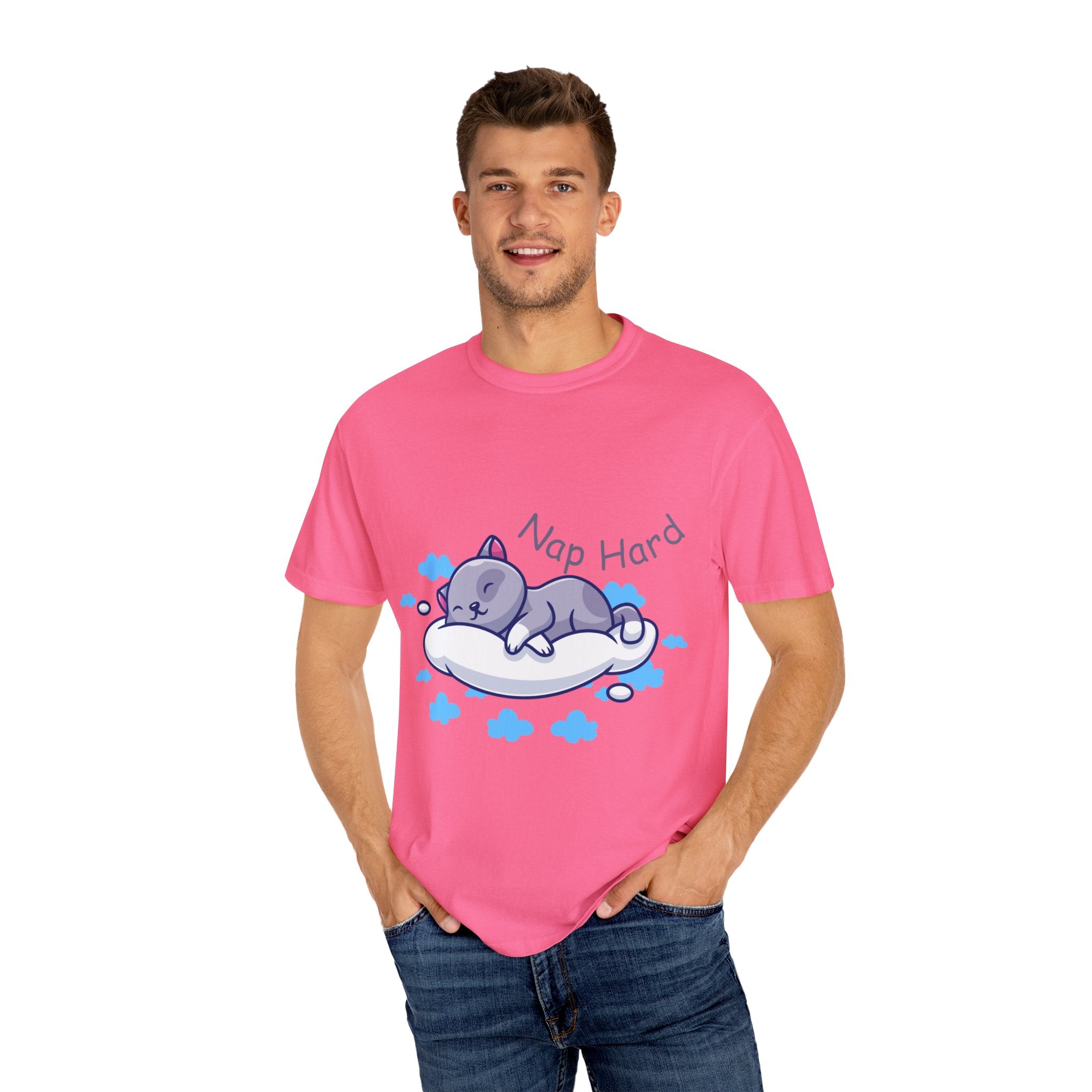 Cat Nap Graphic T-shirt, Cute Cat Tee, Relaxed Fit Apparel, Gift for Cat Lovers, Cozy Lounge Wear, Funny Pet Humor Top