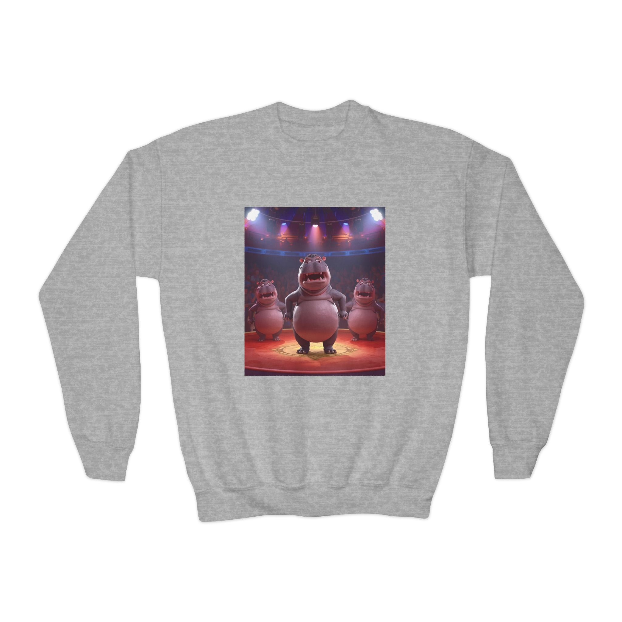 Hippo Funny Youth Crewneck Sweatshirt