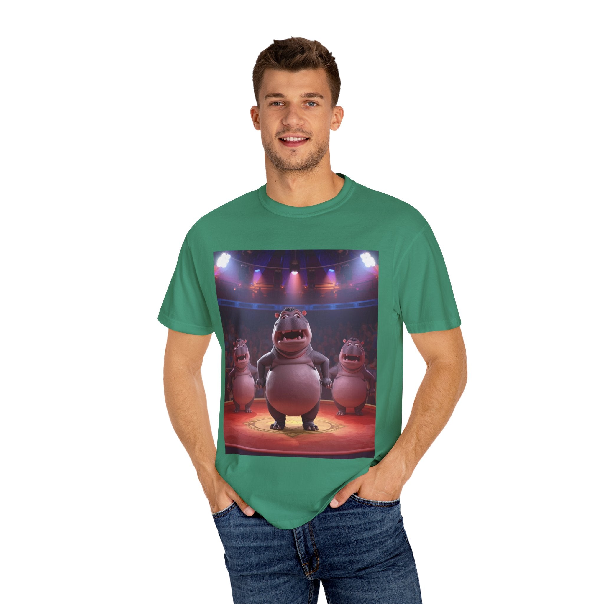 Fun Hippo Performance T-Shirt, Unisex Cotton Tee, Cartoon T-shirt, Gift for Kids, Animal Lover Shirt, Birthday Party Apparel