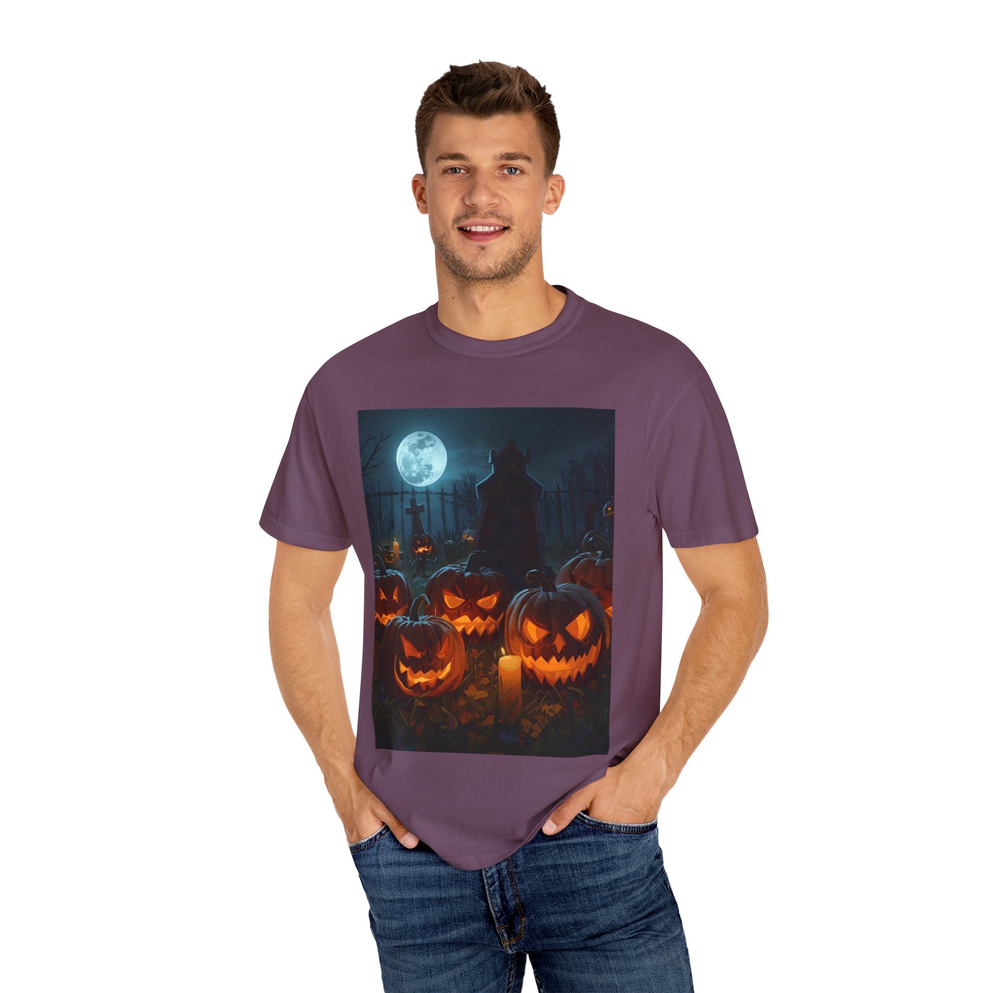 Scary Halloween Pumpkin Unisex Garment-Dyed T-shirt