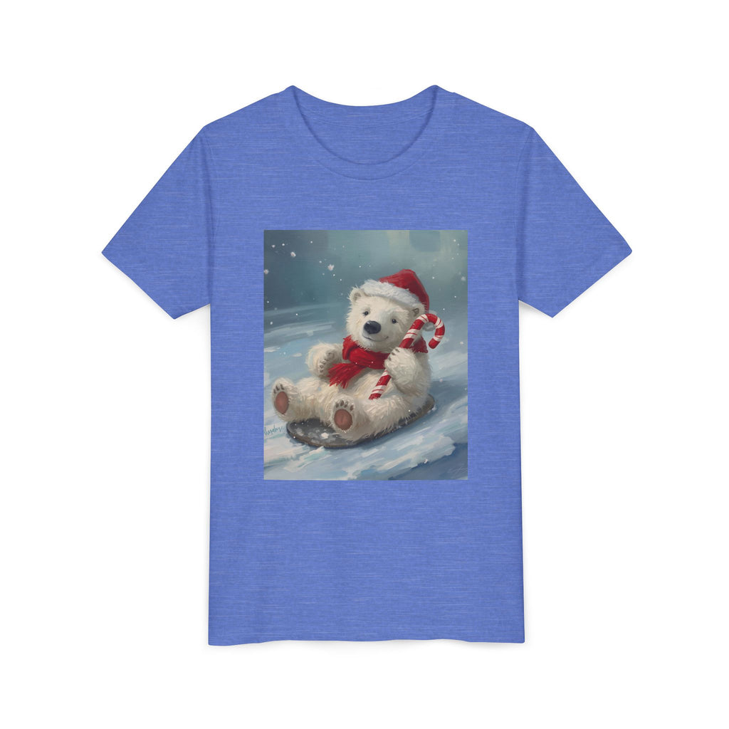 Cute Christmas Bear Youth Short Sleeve Tee