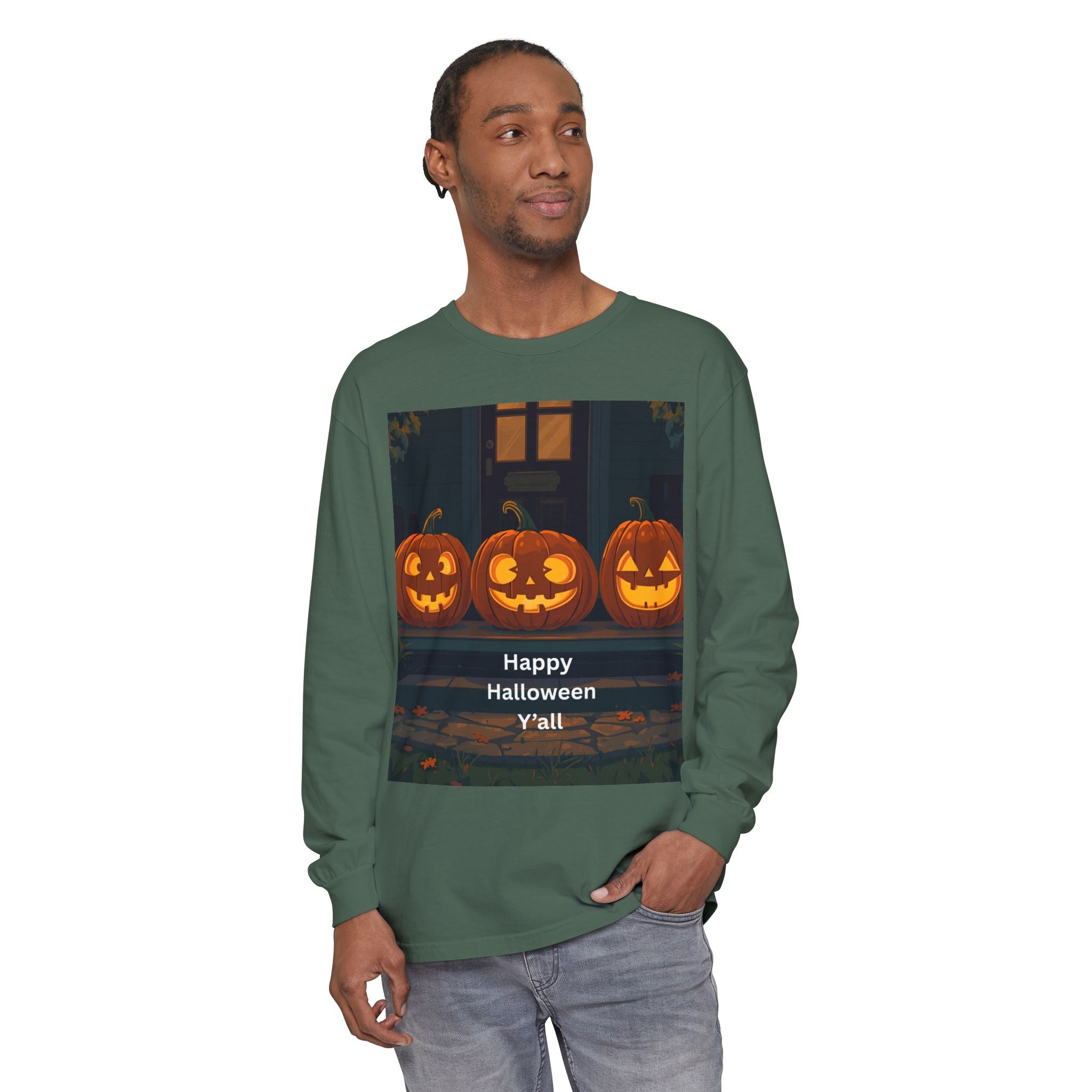 Halloween Pumpkin Long Sleeve T-Shirt, Fall Apparel, Comfortable Shirt, Unisex Halloween Tee, Seasonal Gift, Spooky Vibes